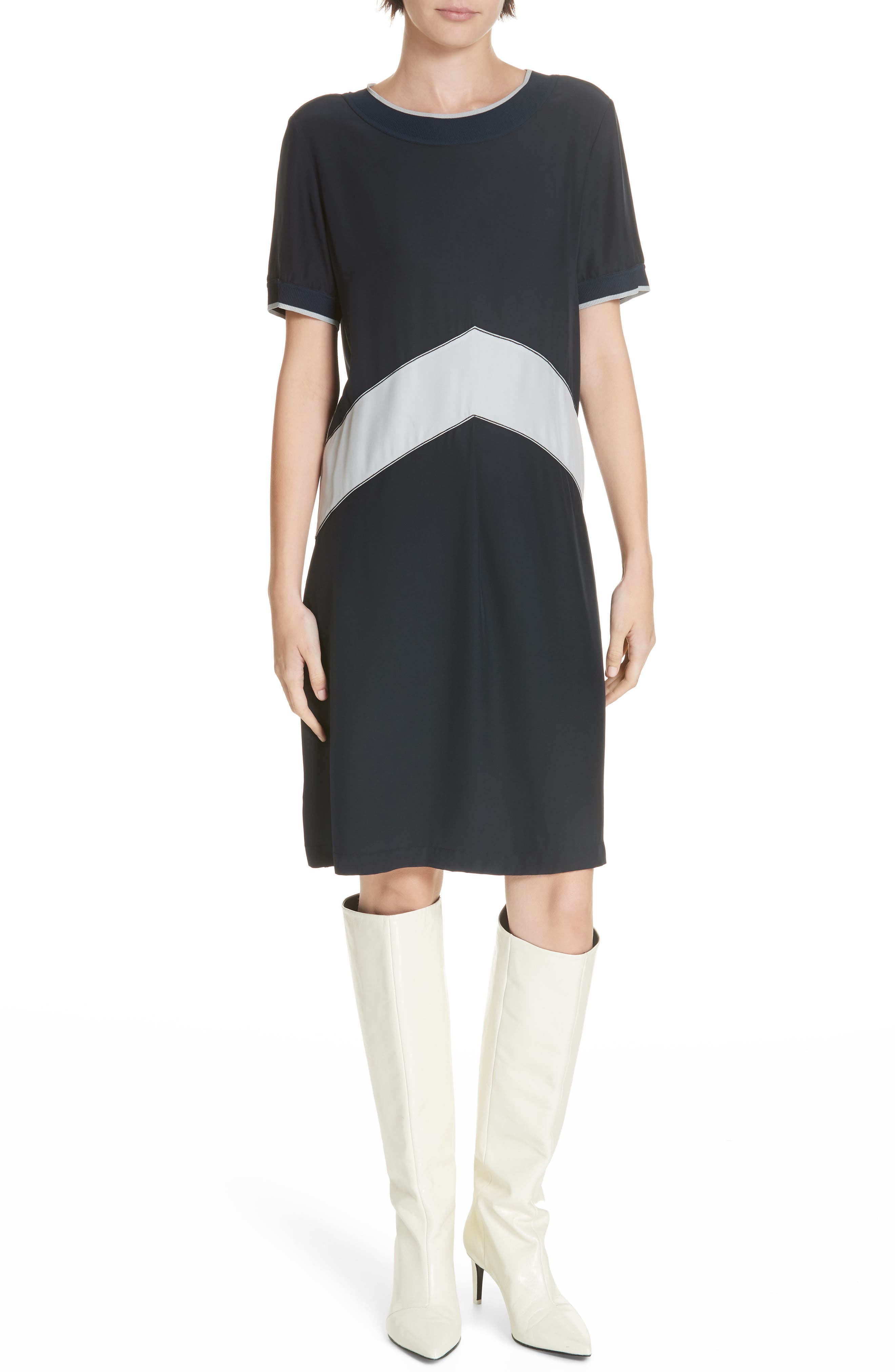 Rag & Bone Hannah Chevron Stripe Silk Shift Dress