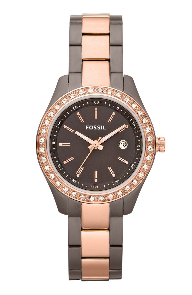 Fossil 'Mini Stella' Crystal Two Tone Bracelet Watch, 30mm | Nordstrom