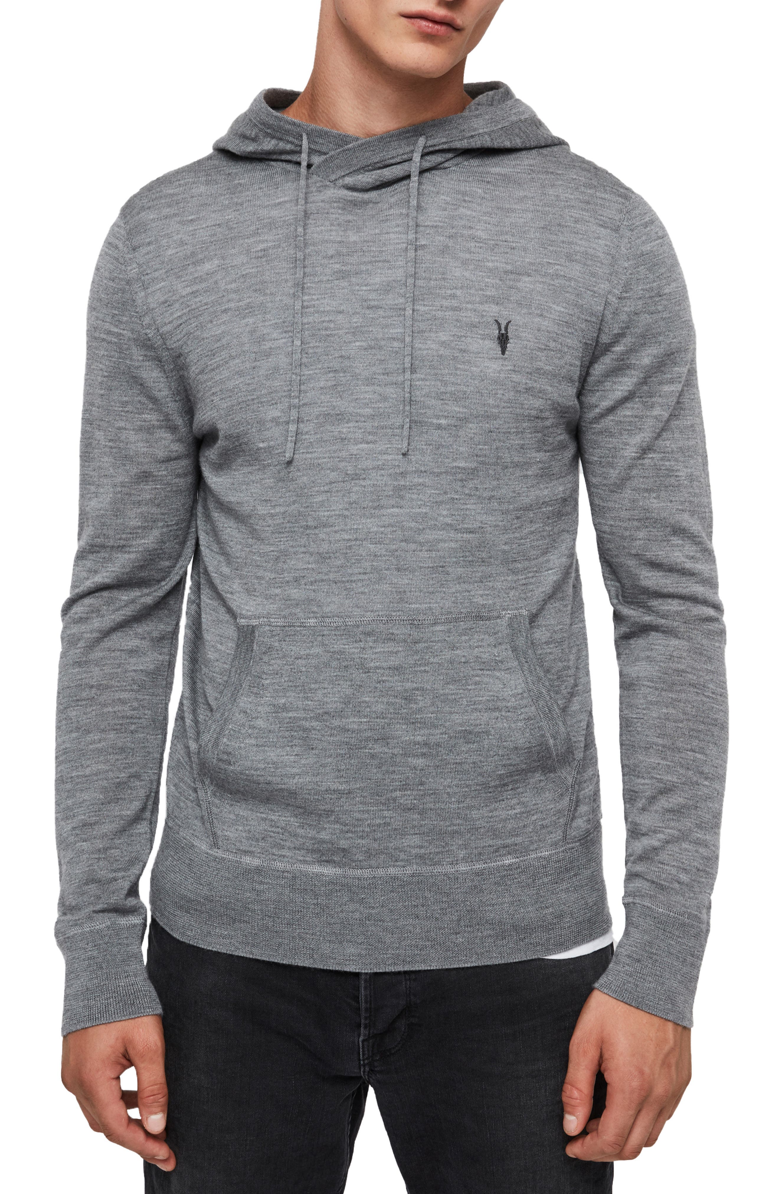 Allsaints Mode Merino Wool Hoodie, Grey