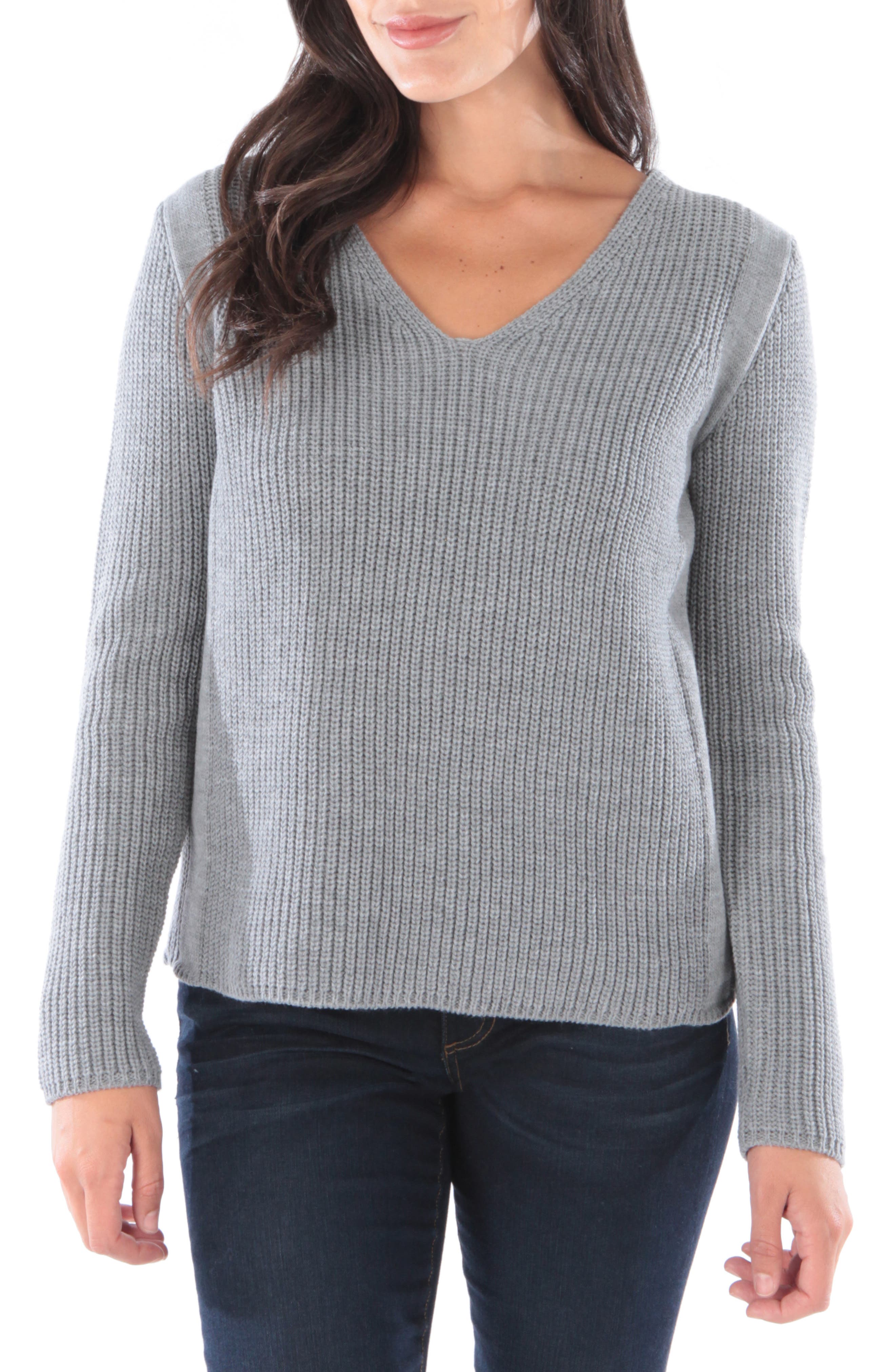 Kut From The Kloth Danielle V-Neck Sweater, Grey