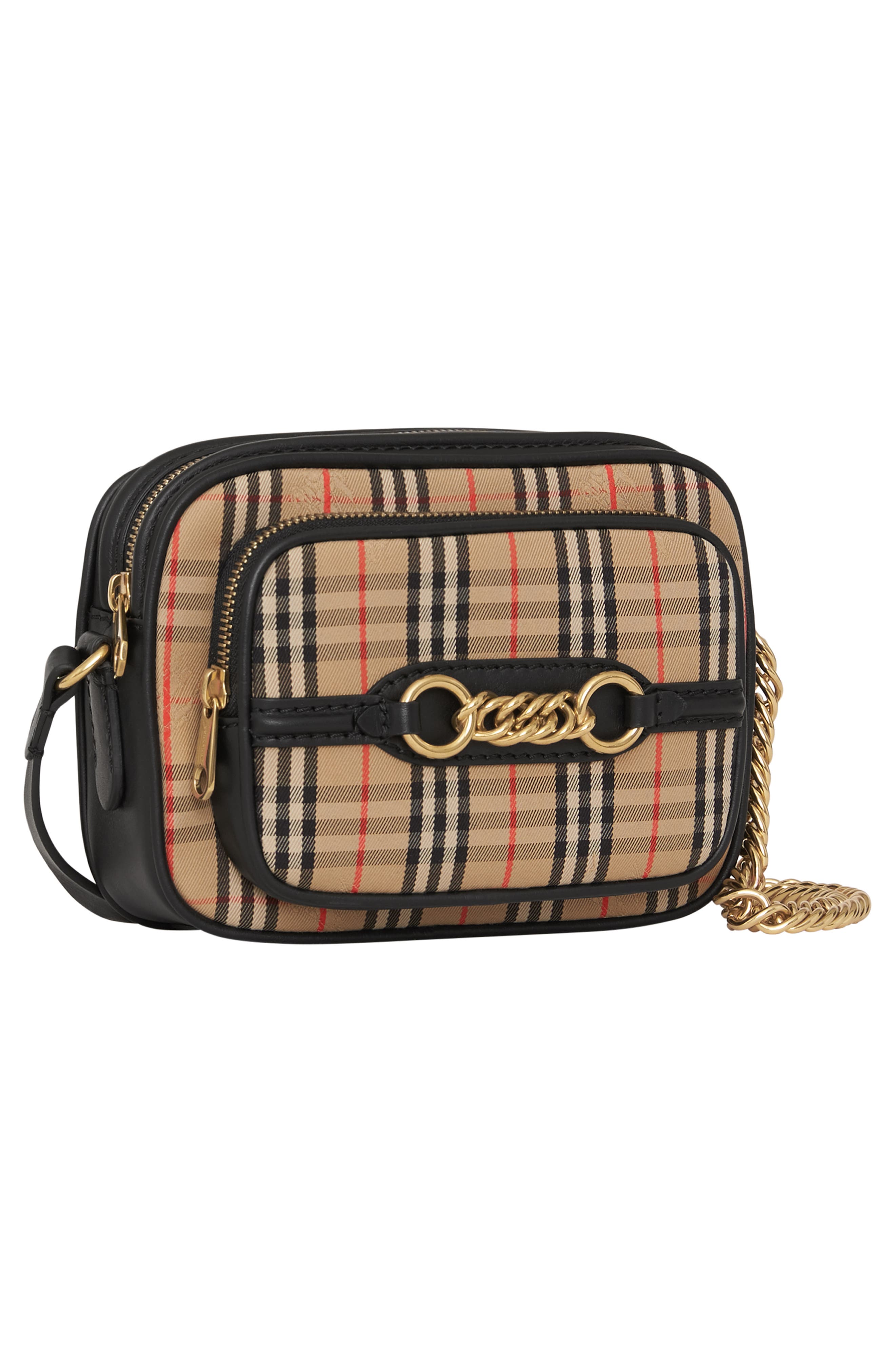 burberry vintage check link crossbody camera bag