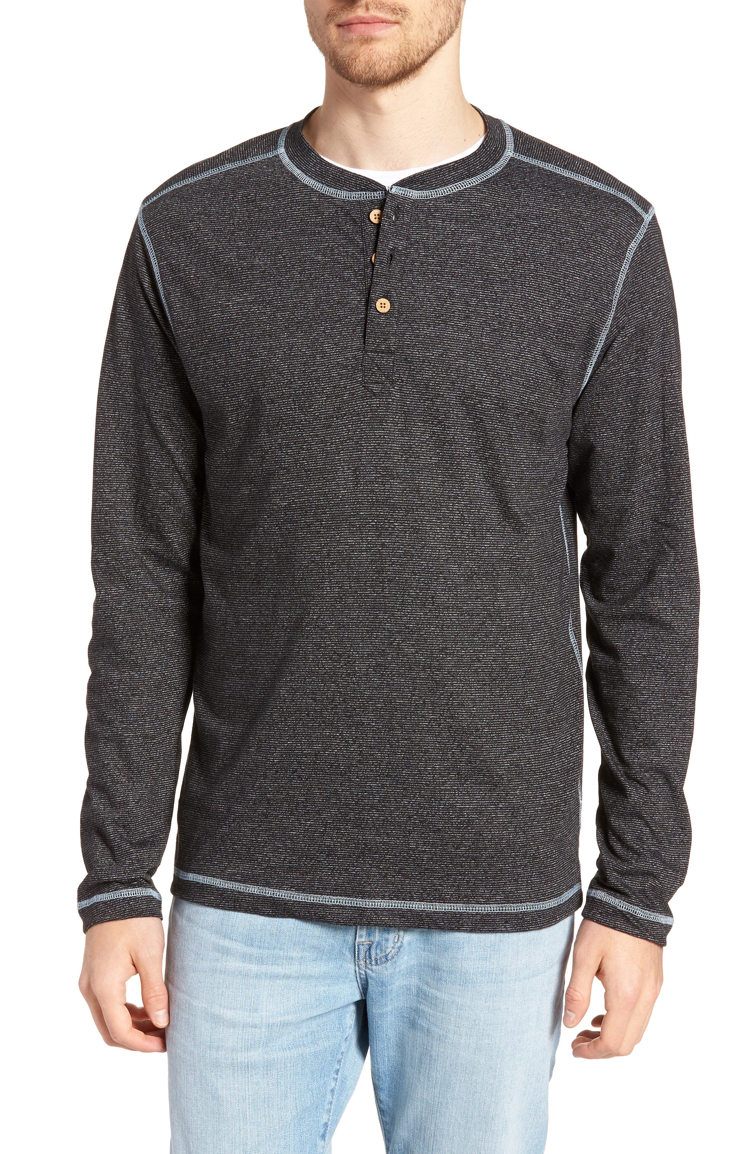 Vintage 1946 Mock Twist Long Sleeve Henley, Black