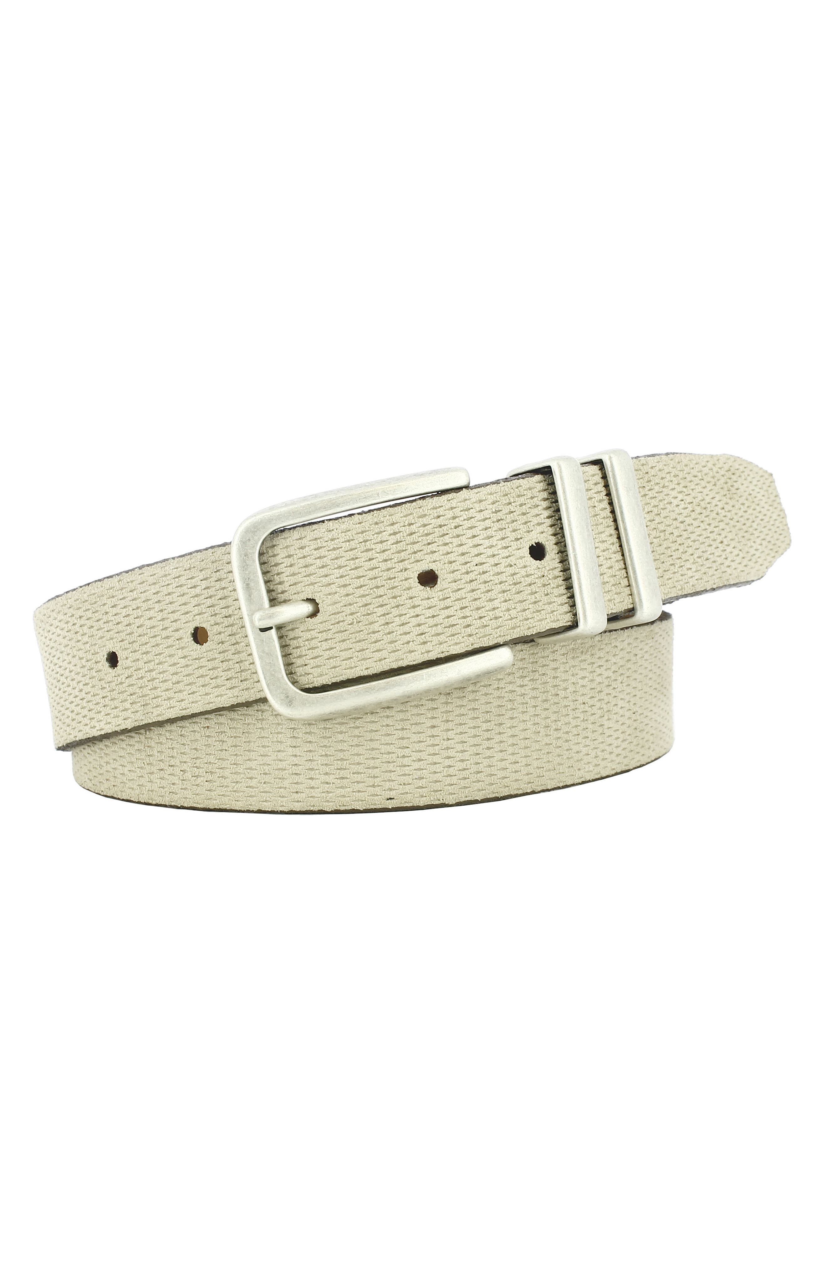 Remo Tulliani Axel Textured Leather Belt, Cream