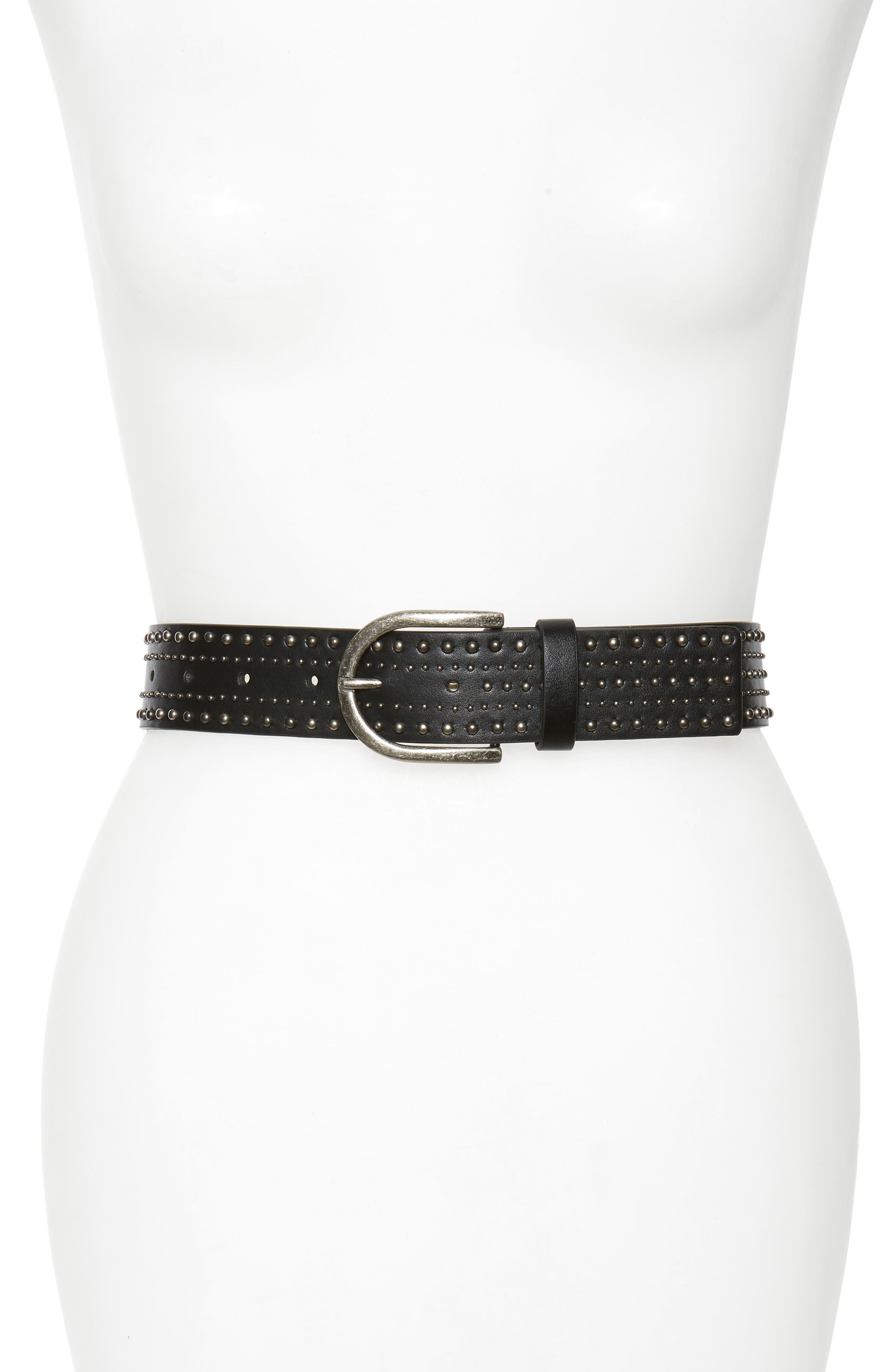 Treasure & Bond Studded Faux Leather Belt, Black