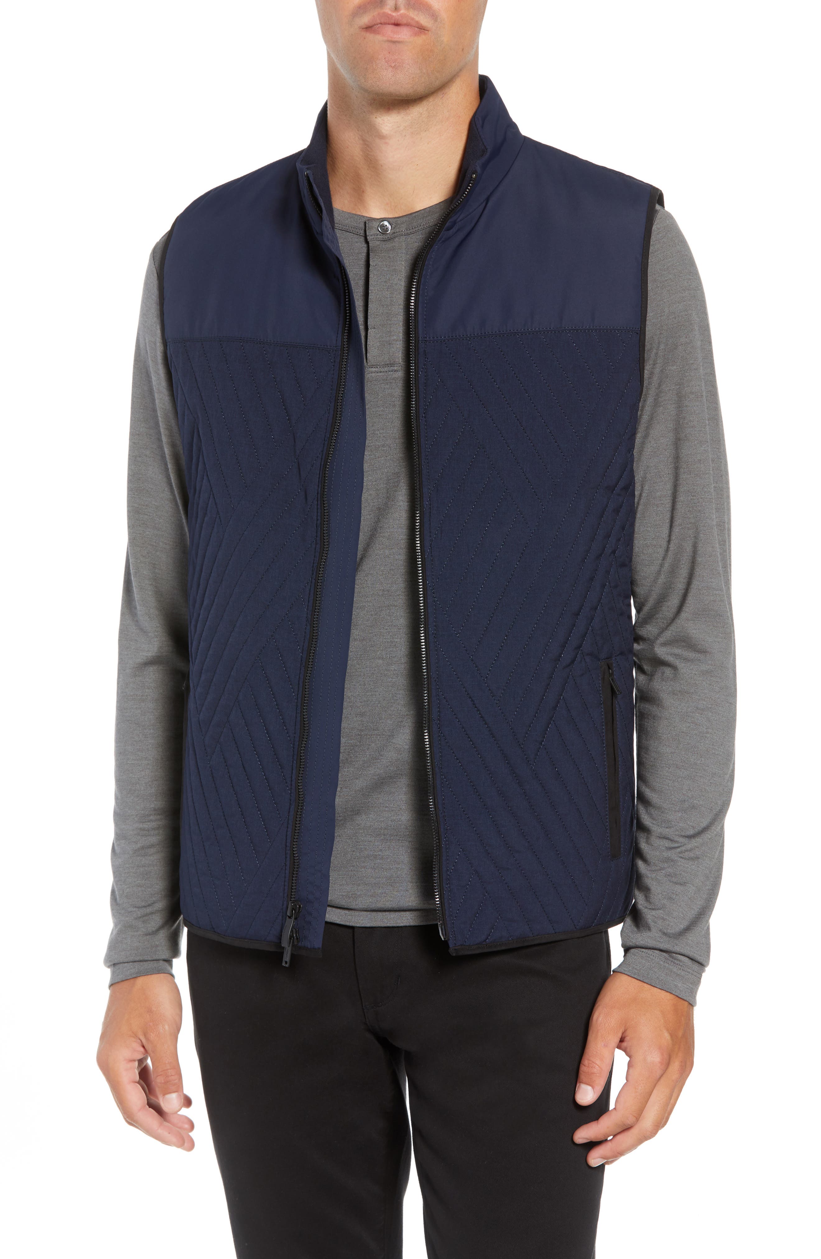 Vince Camuto Slim Fit Quilted Vest, Blue
