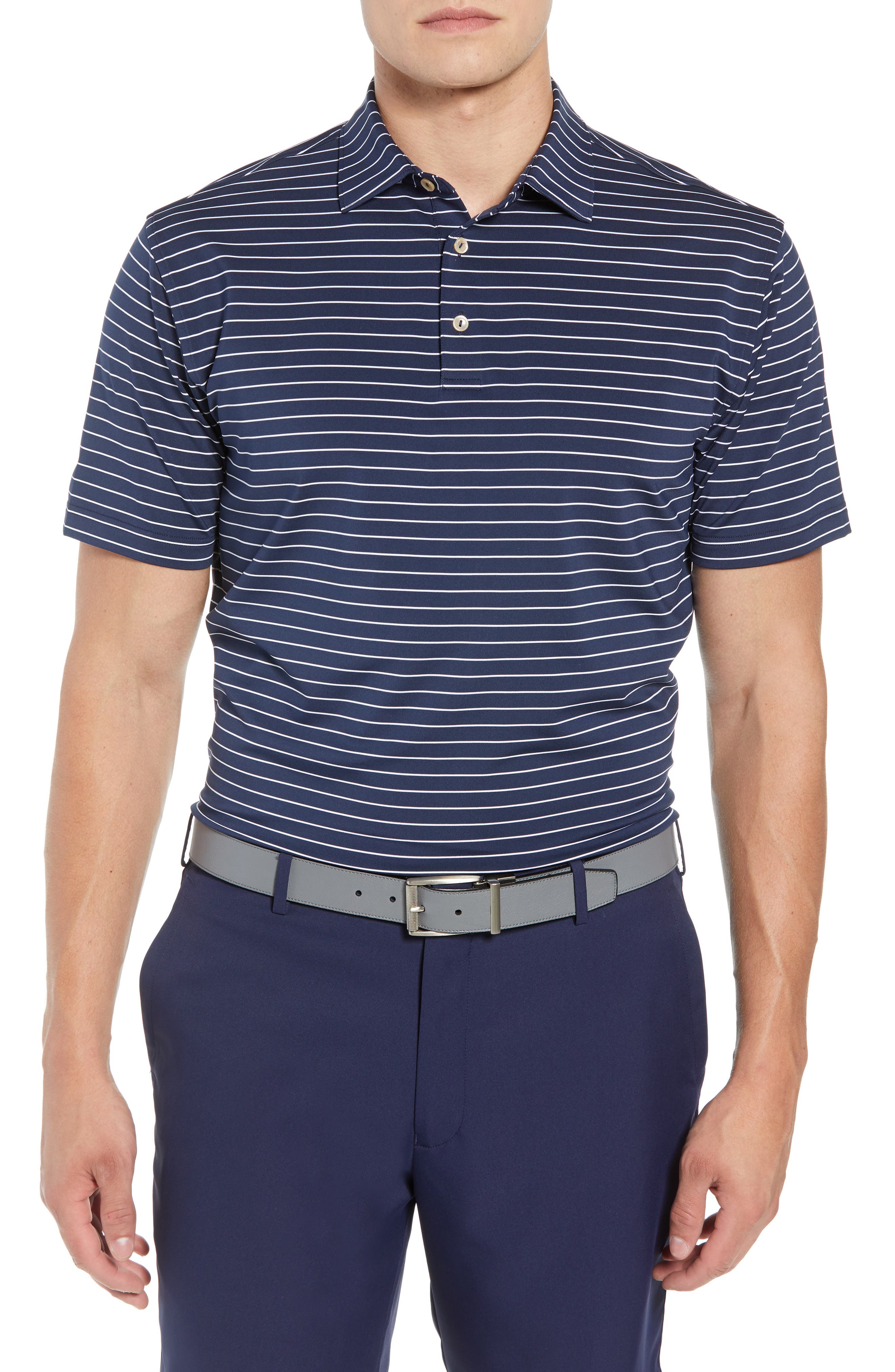 Peter Millar Halifax Stripe Stretch Jersey Polo, Blue