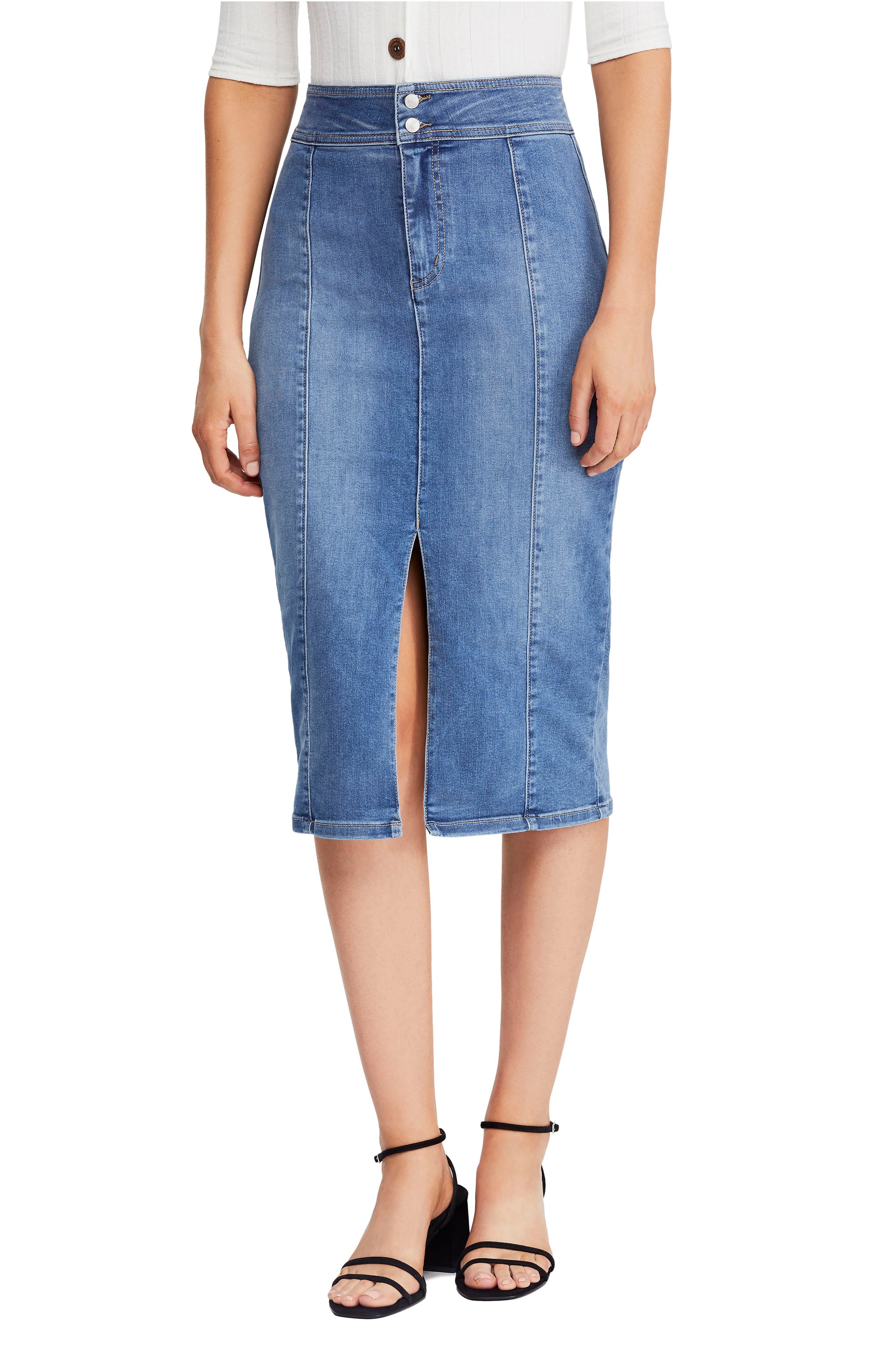 Free People Maddie Denim Midi Skirt, Blue