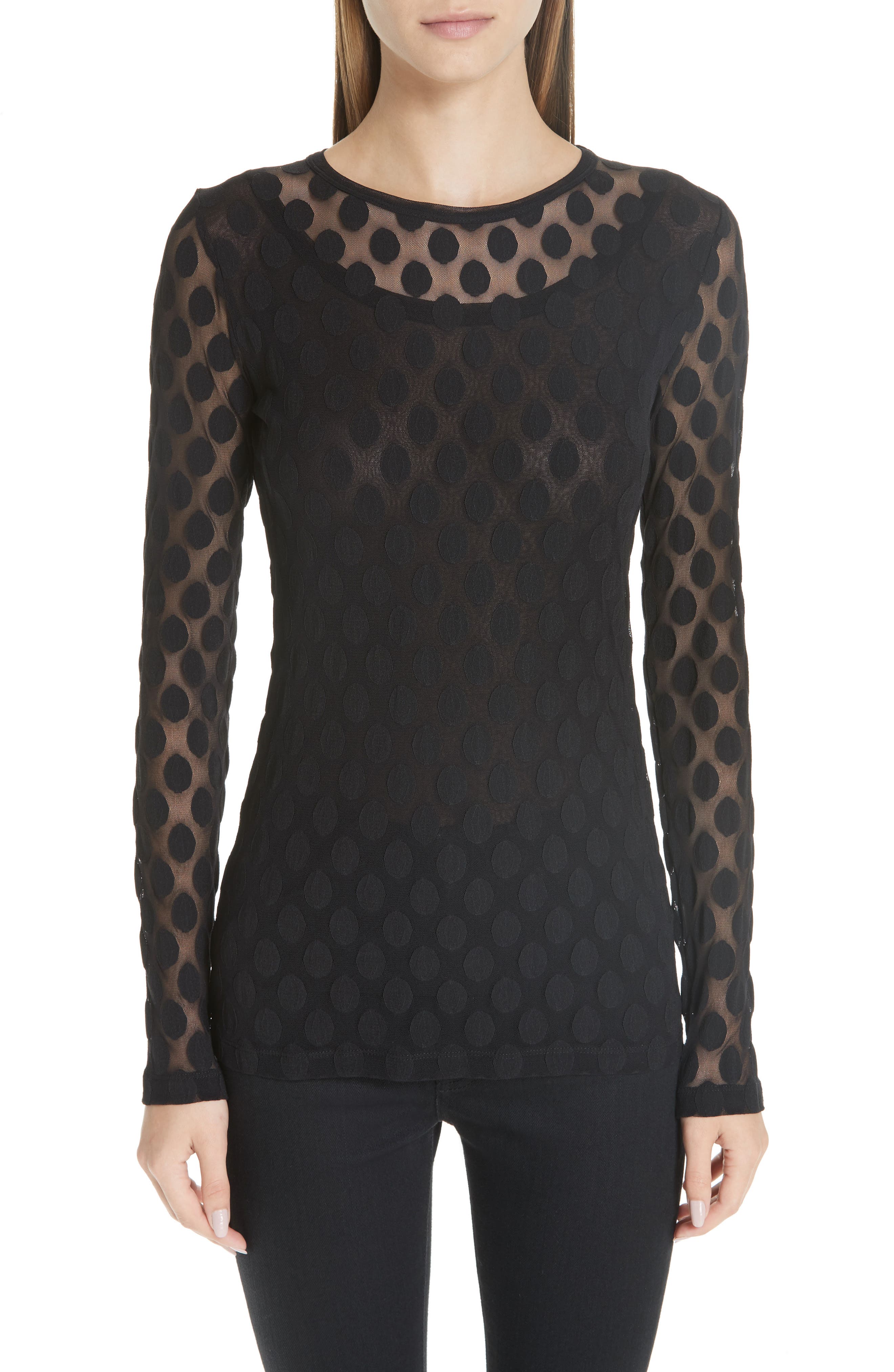 Fuzzi Dot Tulle Top, Black
