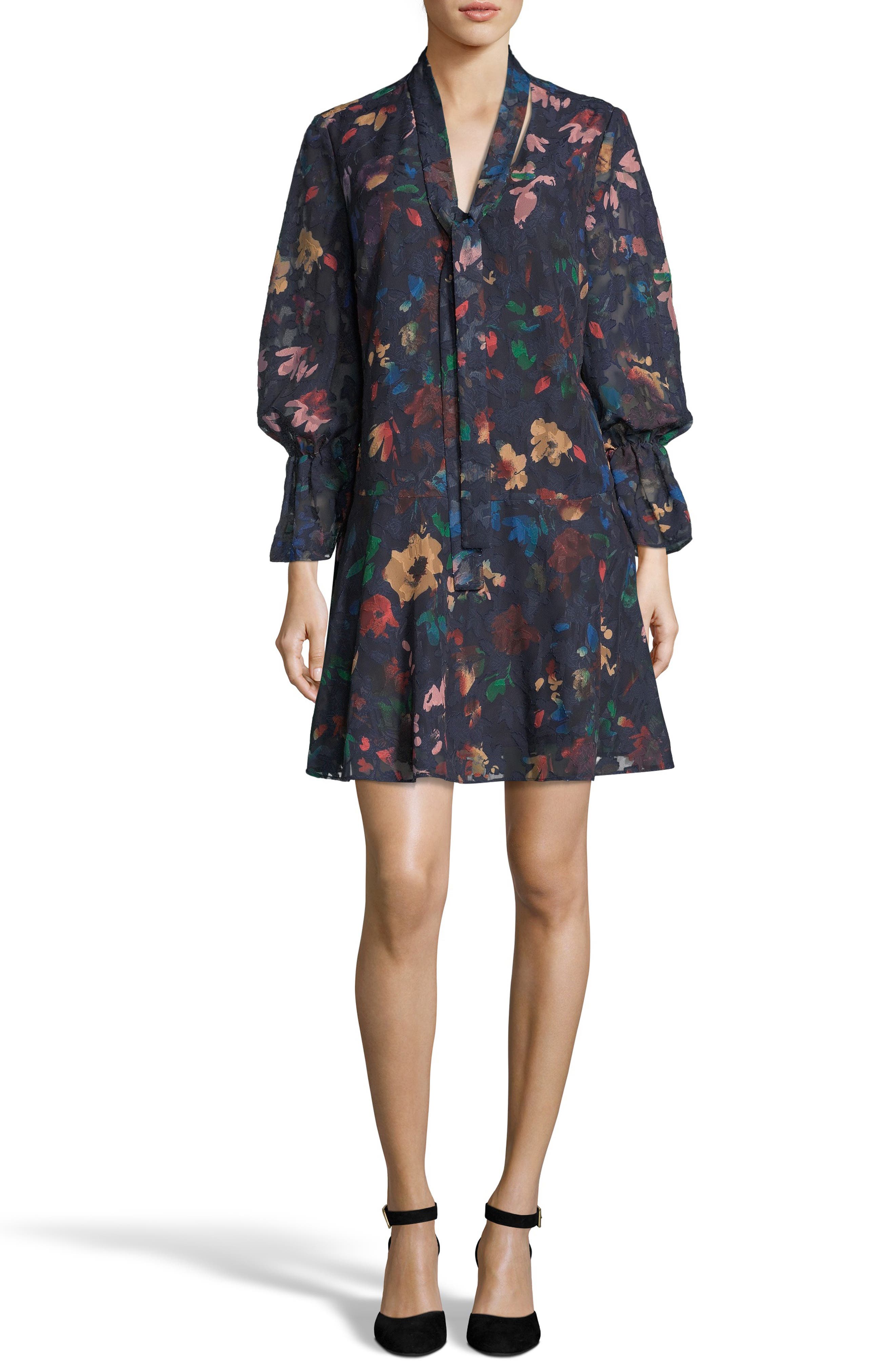 Eci Burnout Jacquard Shift Dress