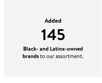 Added 145 Black- and Latinx-owned brands to our assortment.