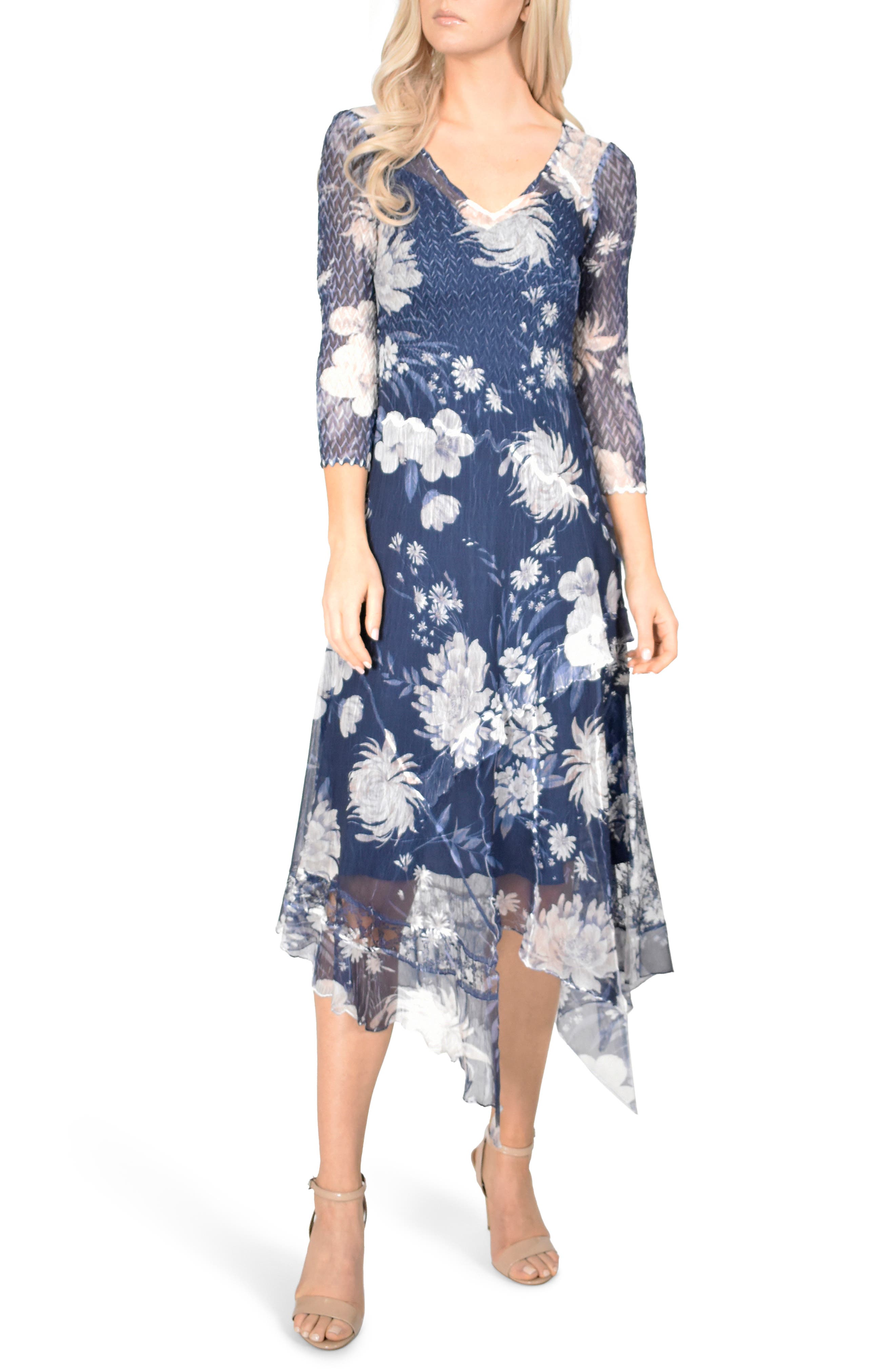 Komarov Handkerchief Hem Dress, Blue
