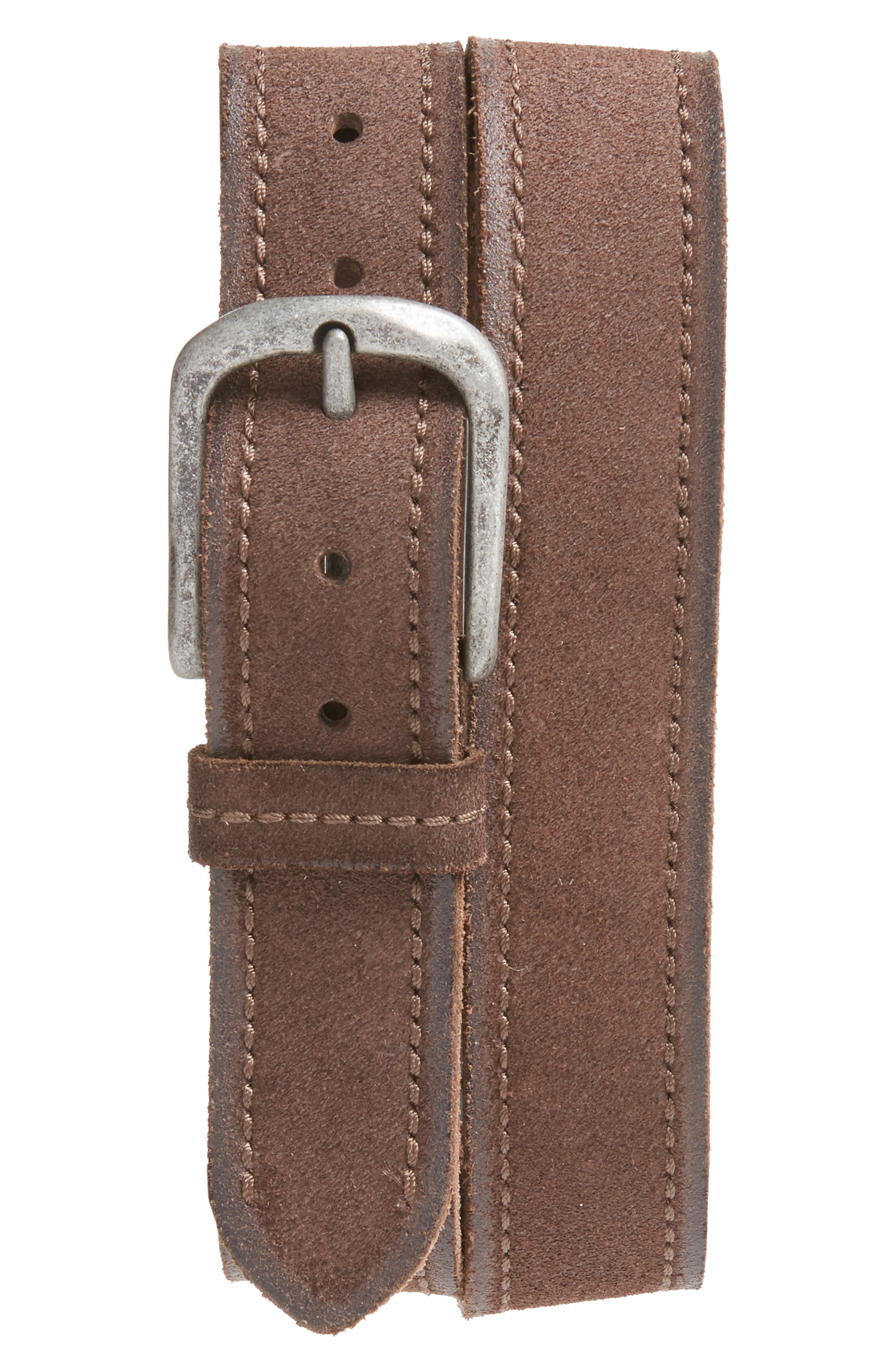 John Varvatos Star Usa Suede Belt, Chocolate