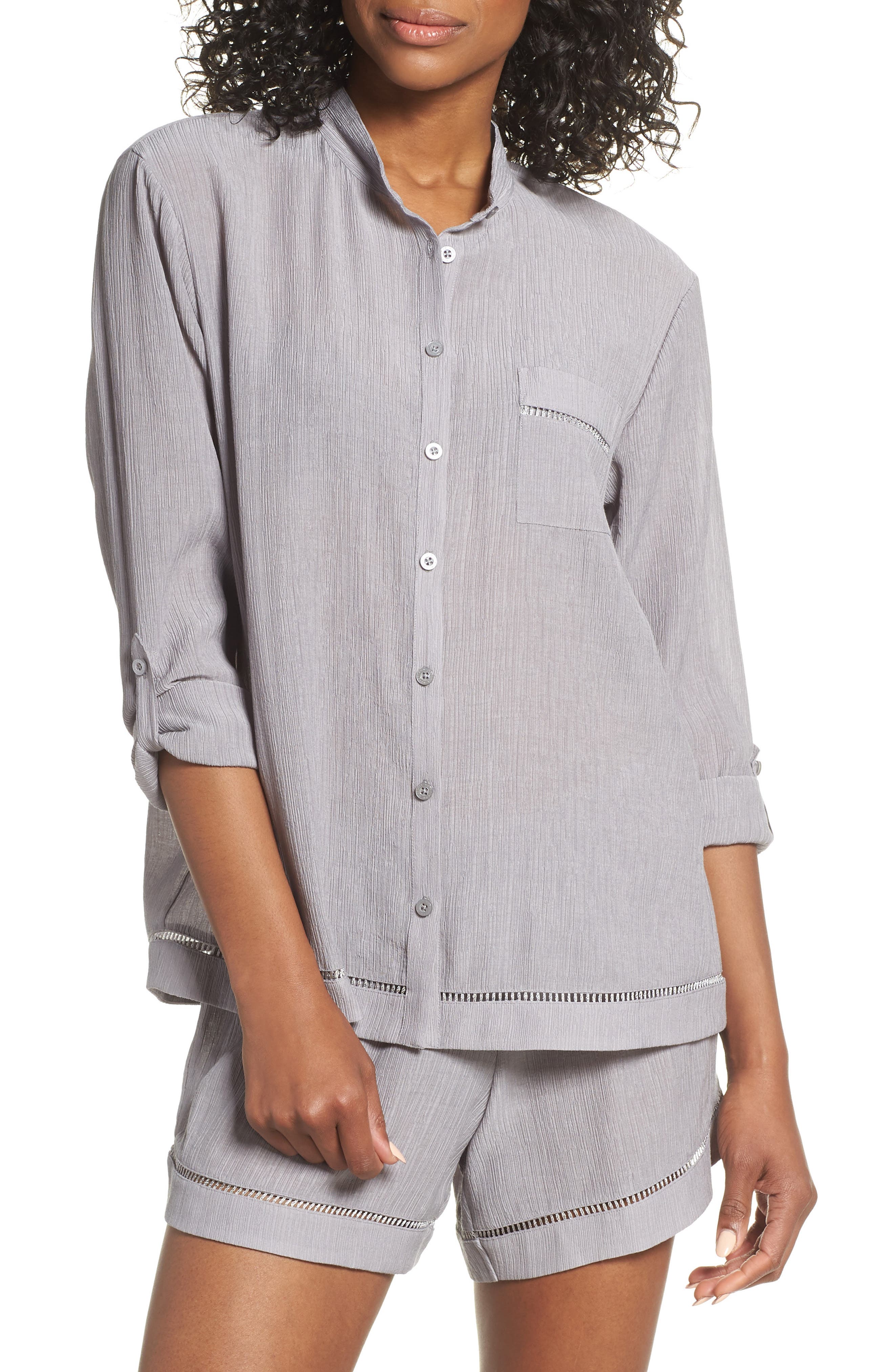 Nordstrom Lingerie Crinkle Short Pajamas, Grey