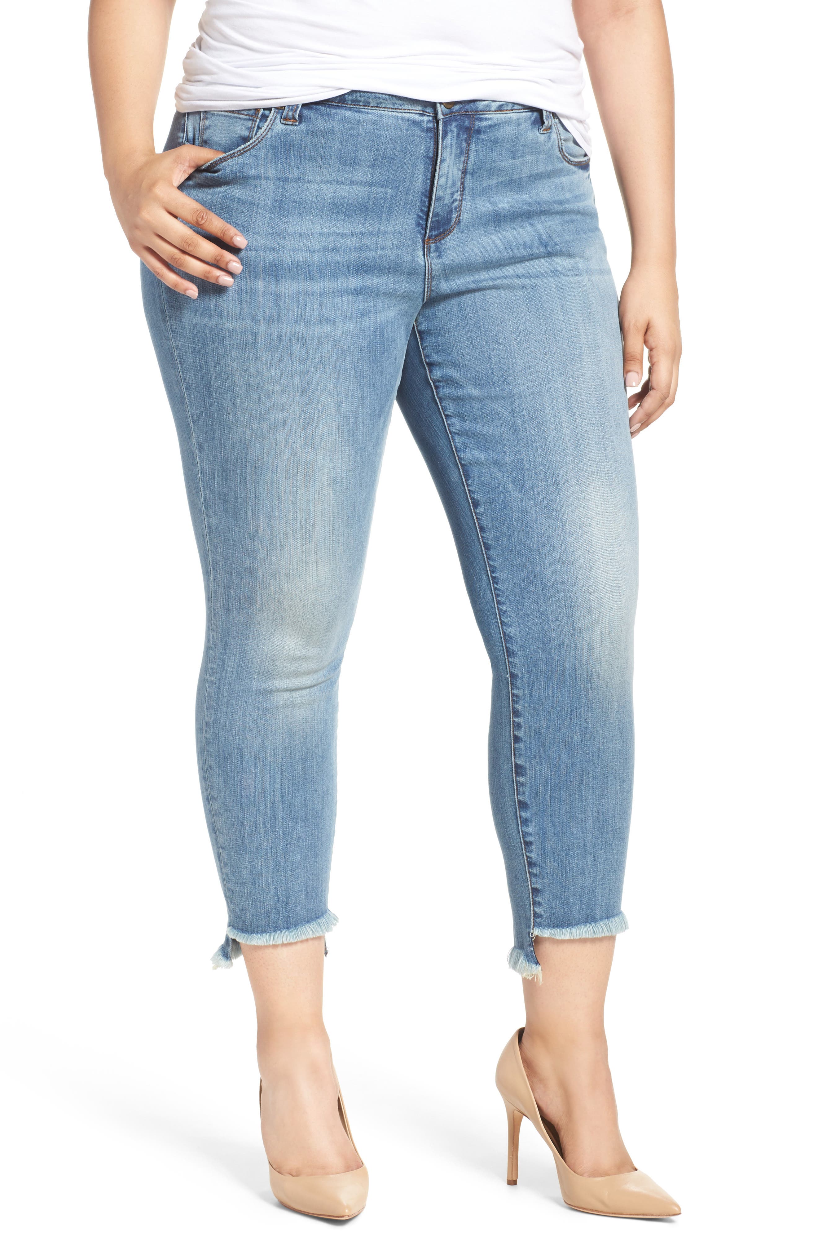 KUT from the Kloth Reese Stretch Uneven Hem Ankle Skinny Jeans