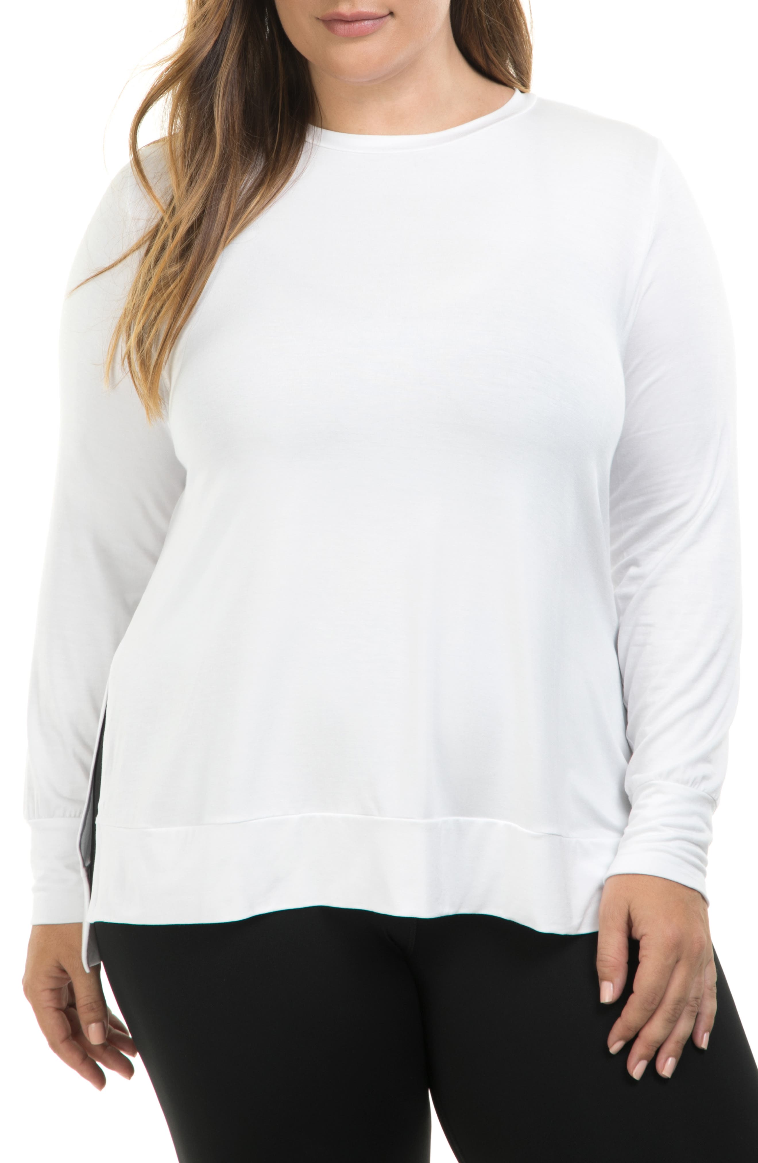 Plus Size Lola Getts Side Slit Tee, White