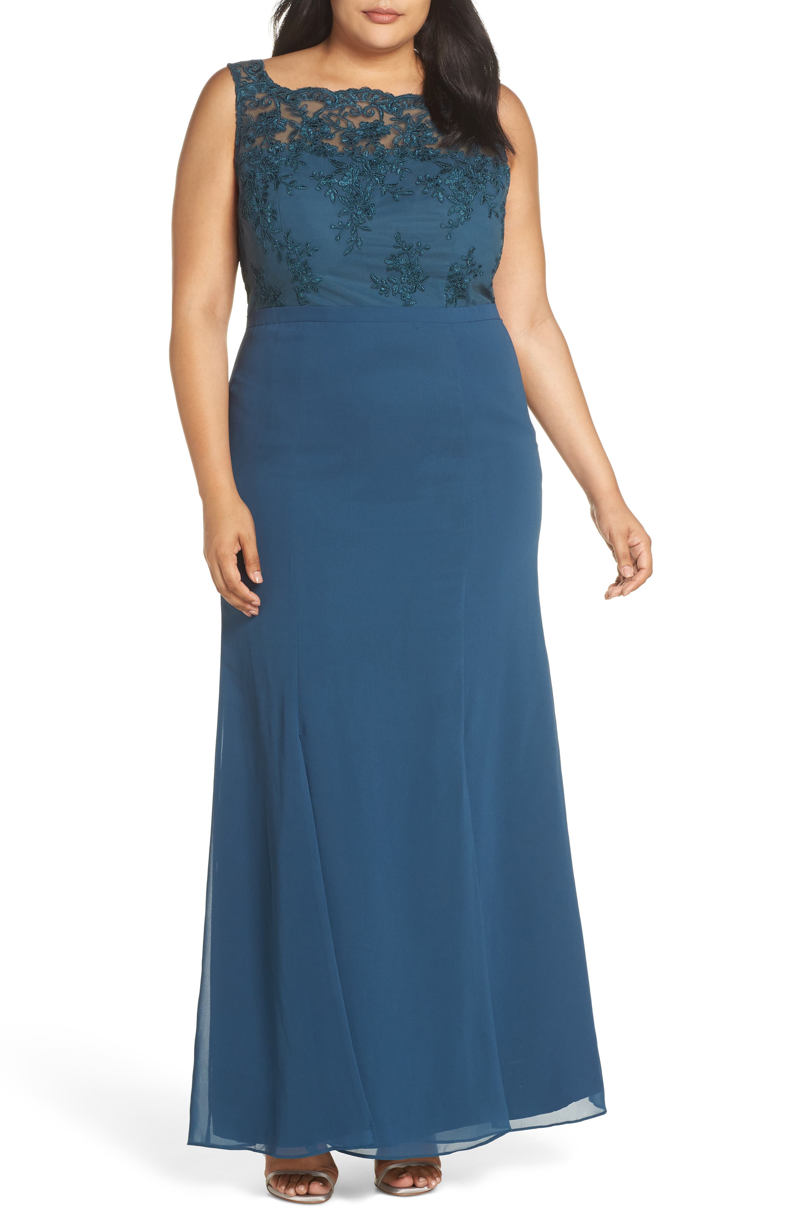 Plus Size Chi Chi London Embroidered Gown, Green