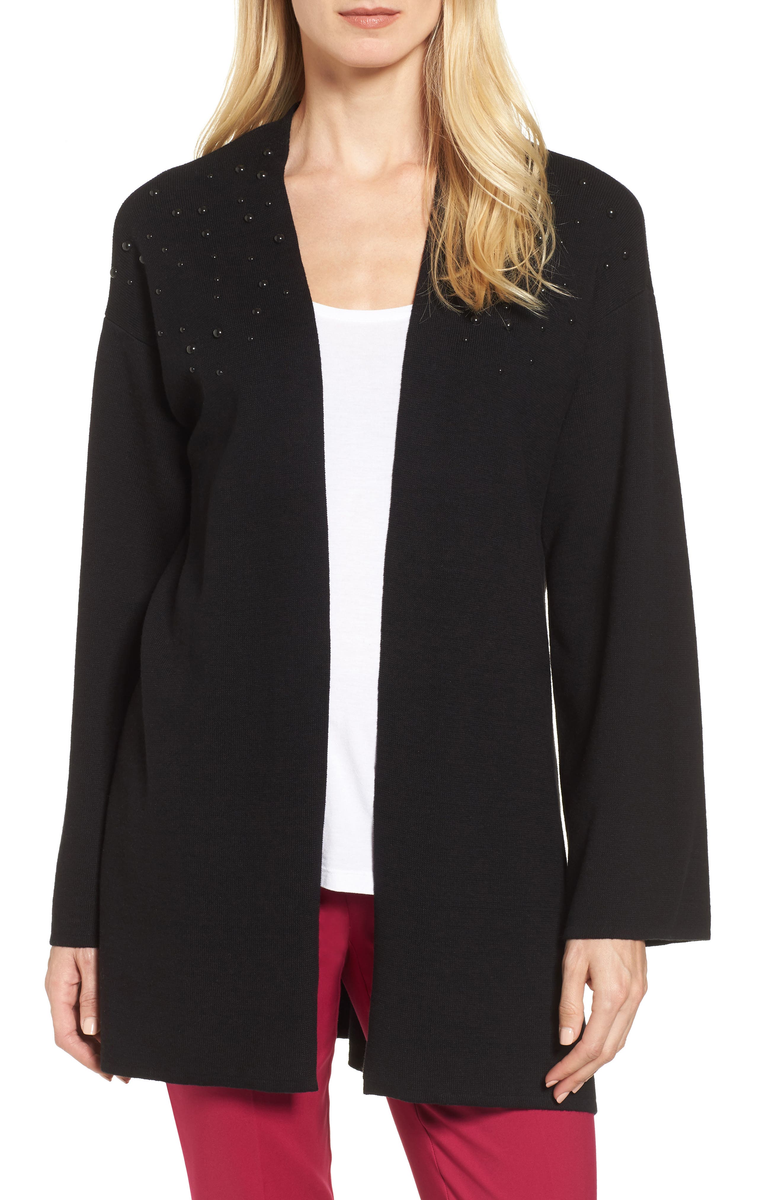 Chaus Long Sleeve Beaded Cardigan Nordstrom