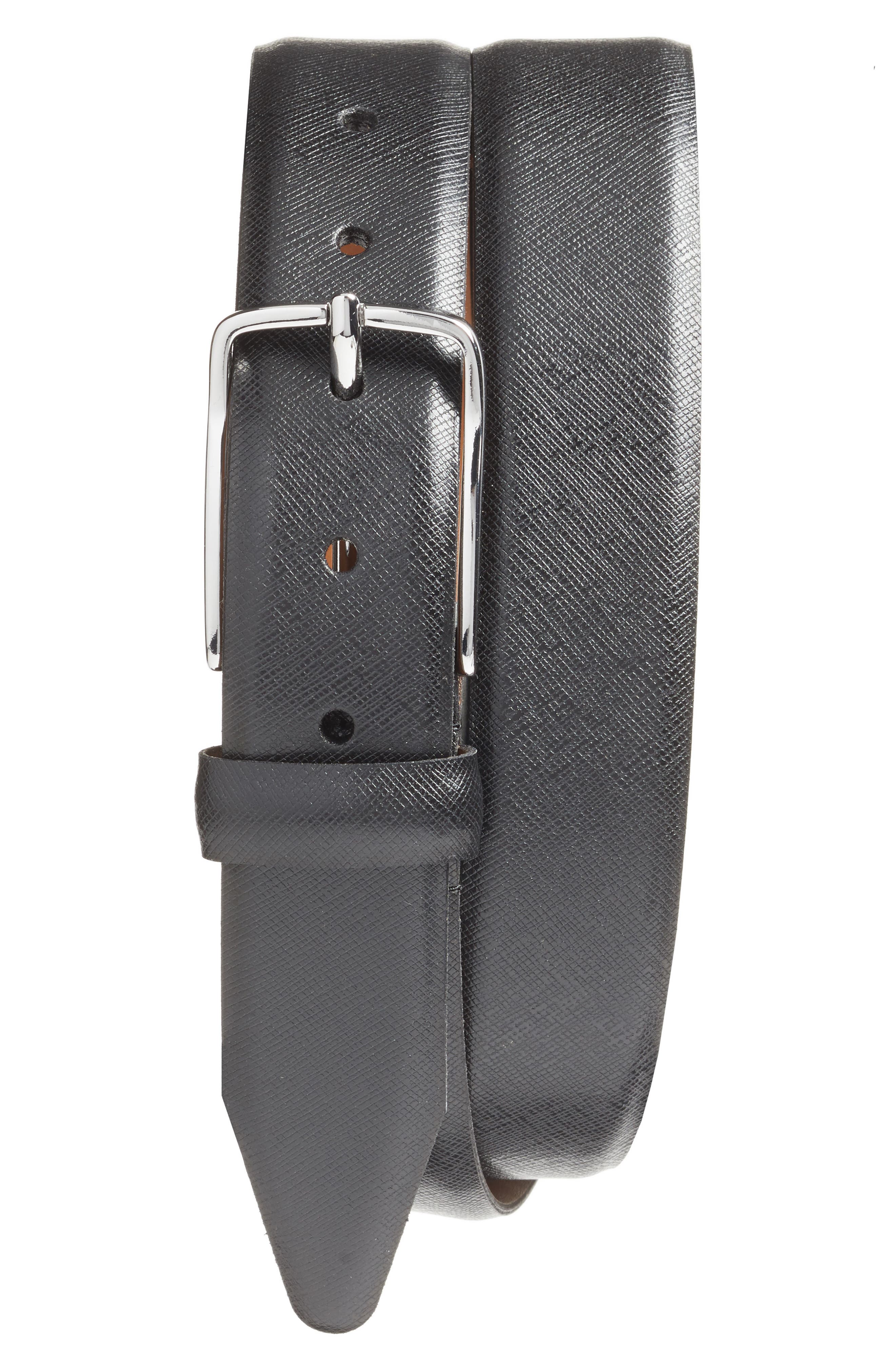 Nordstrom Men's Shop Evans Saffiano Leather Belt Nordstrom