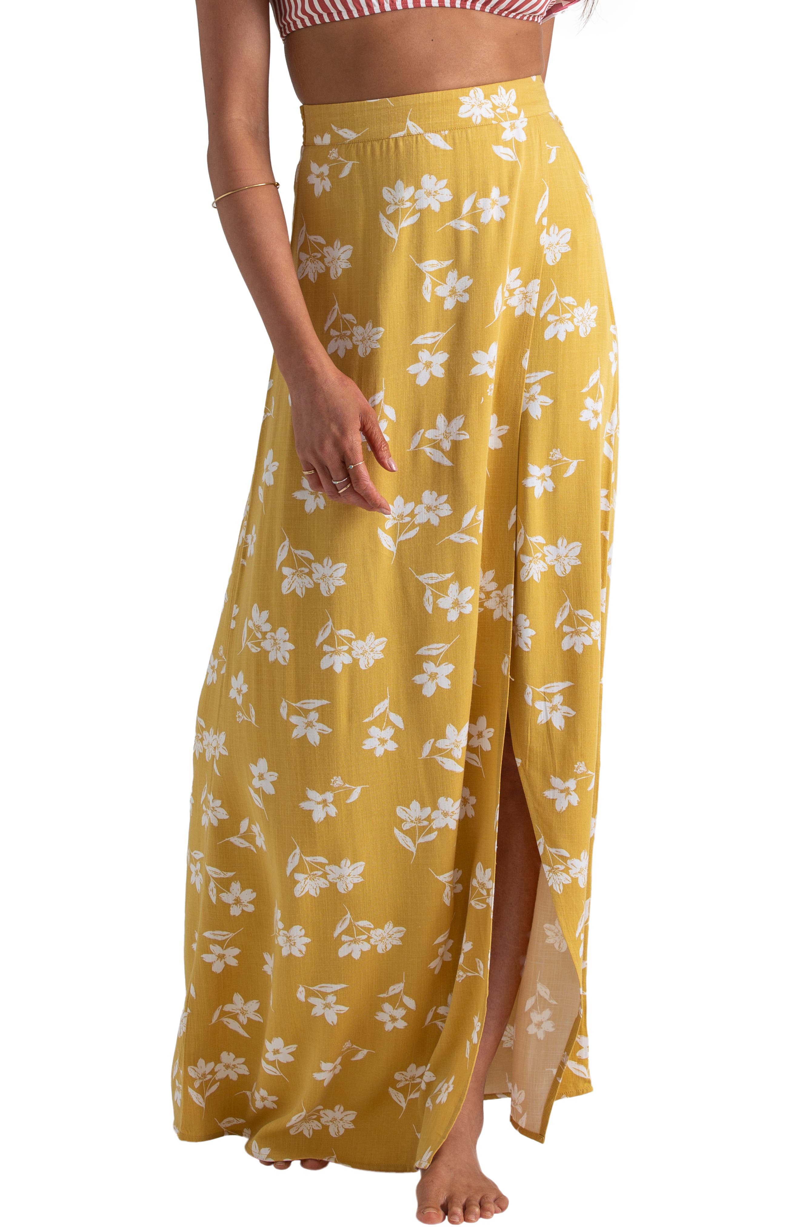 Billabong X Sincerely Jules High Heights Maxi Skirt, Yellow