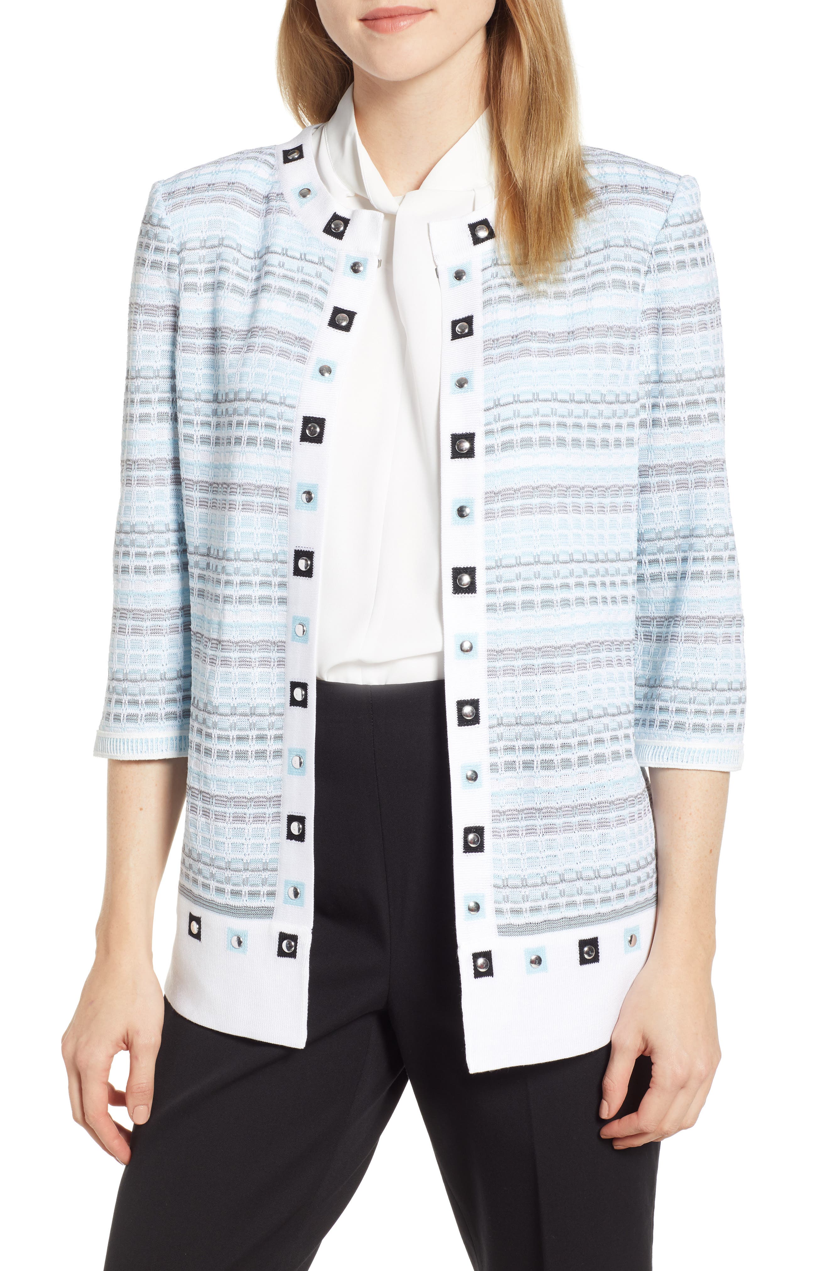 Ming Wang Studded Jacket, Blue