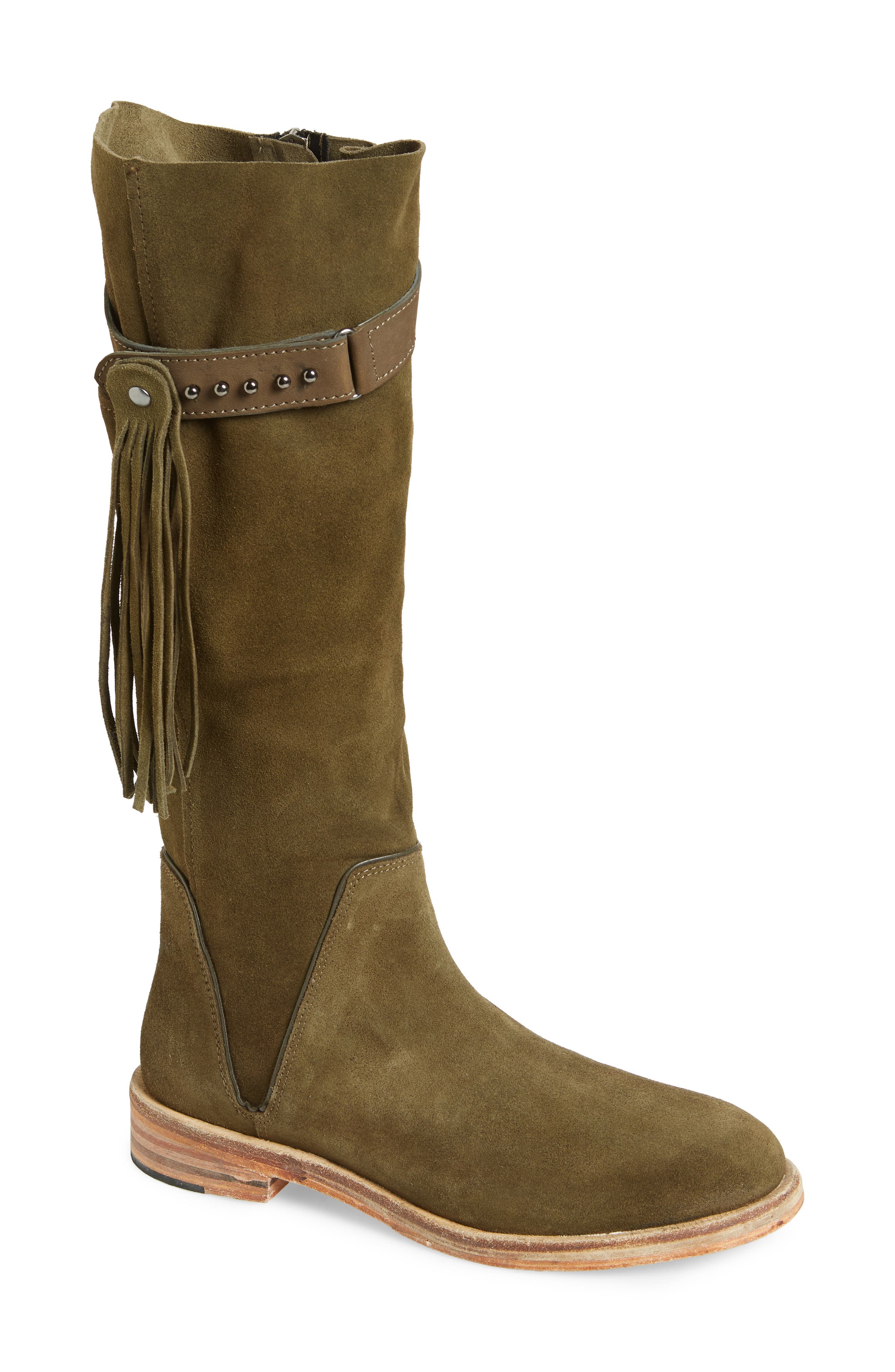 Free People Sayre Fringe Knee High Boot, Green
