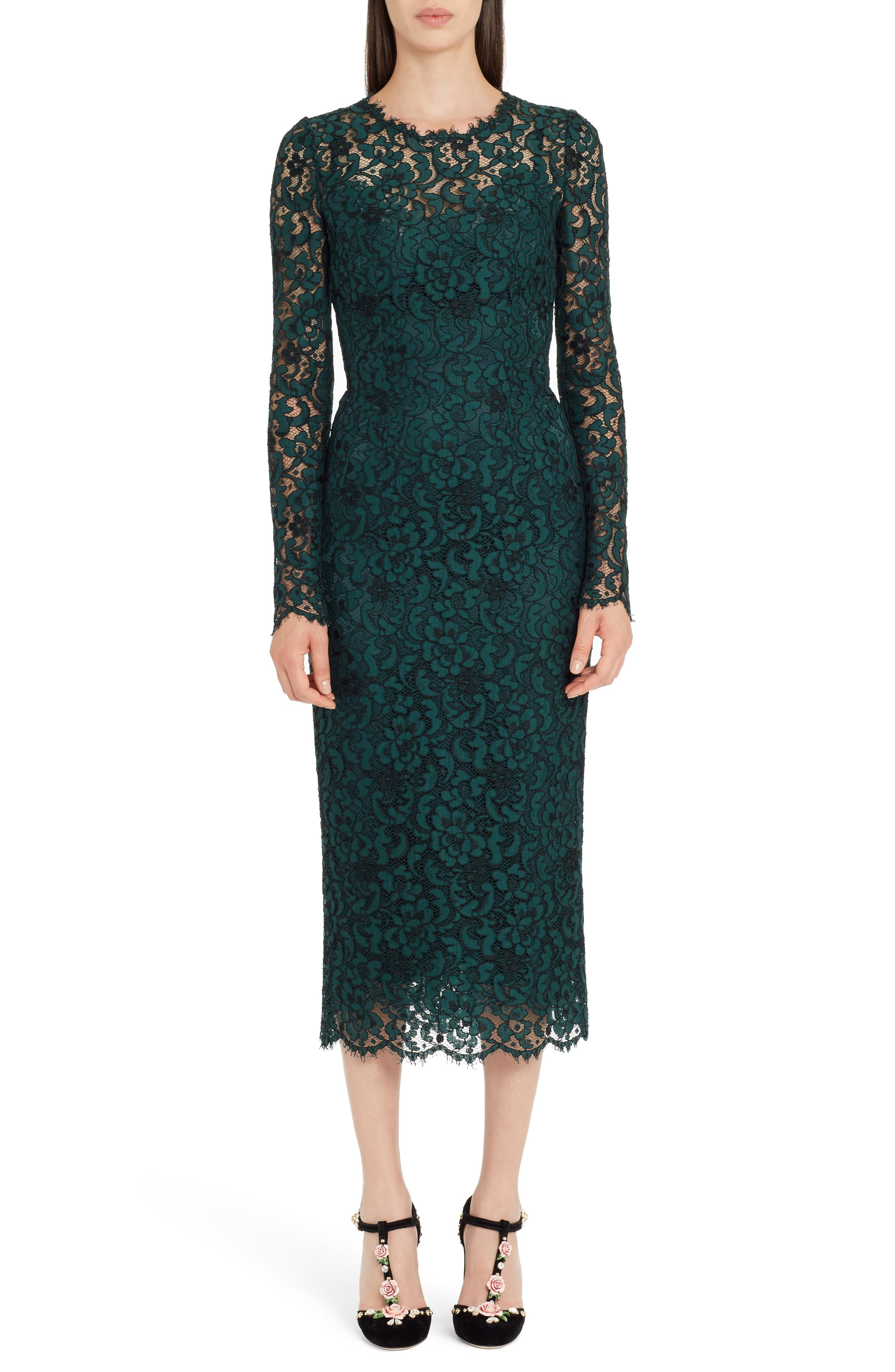 Dolce & gabbana Lace Pencil Dress, 8 IT - Green