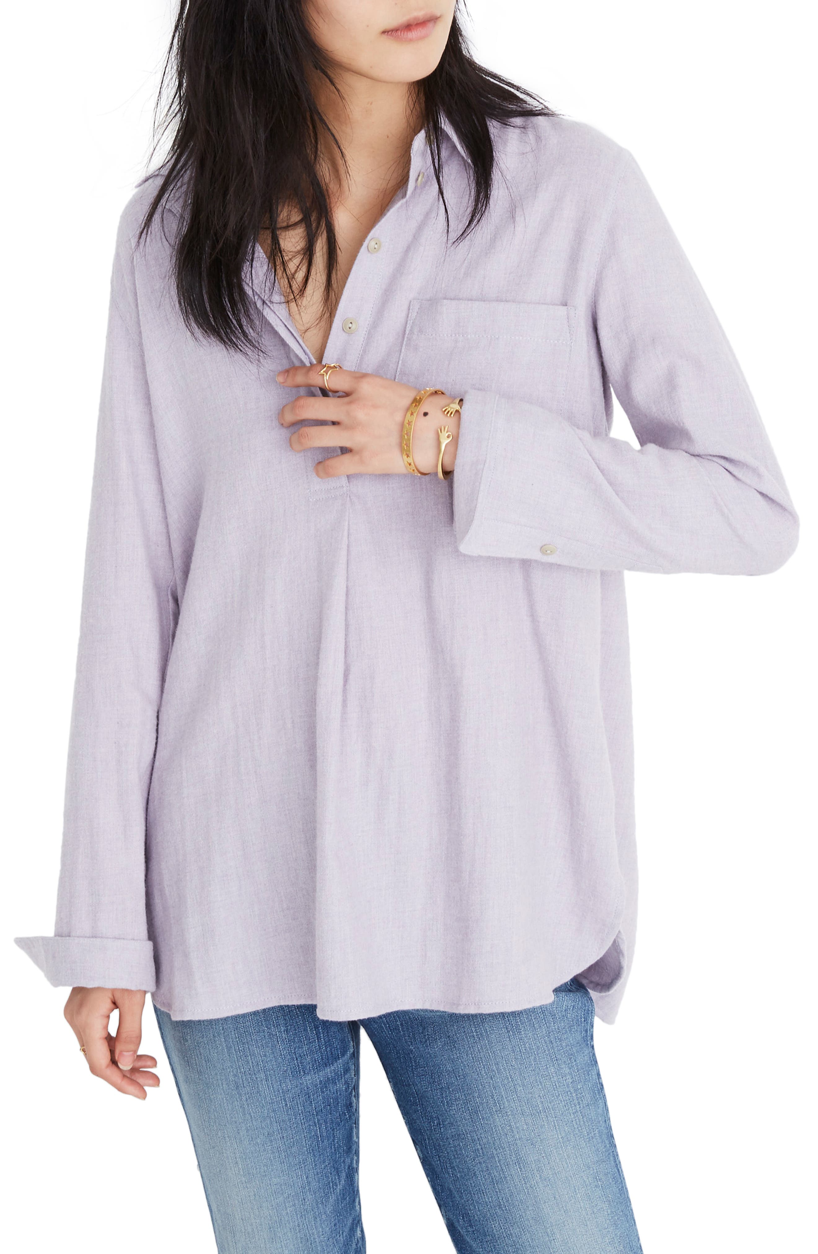 Madewell Ex-Boyfriend Button Back Flannel Shirt, Purple