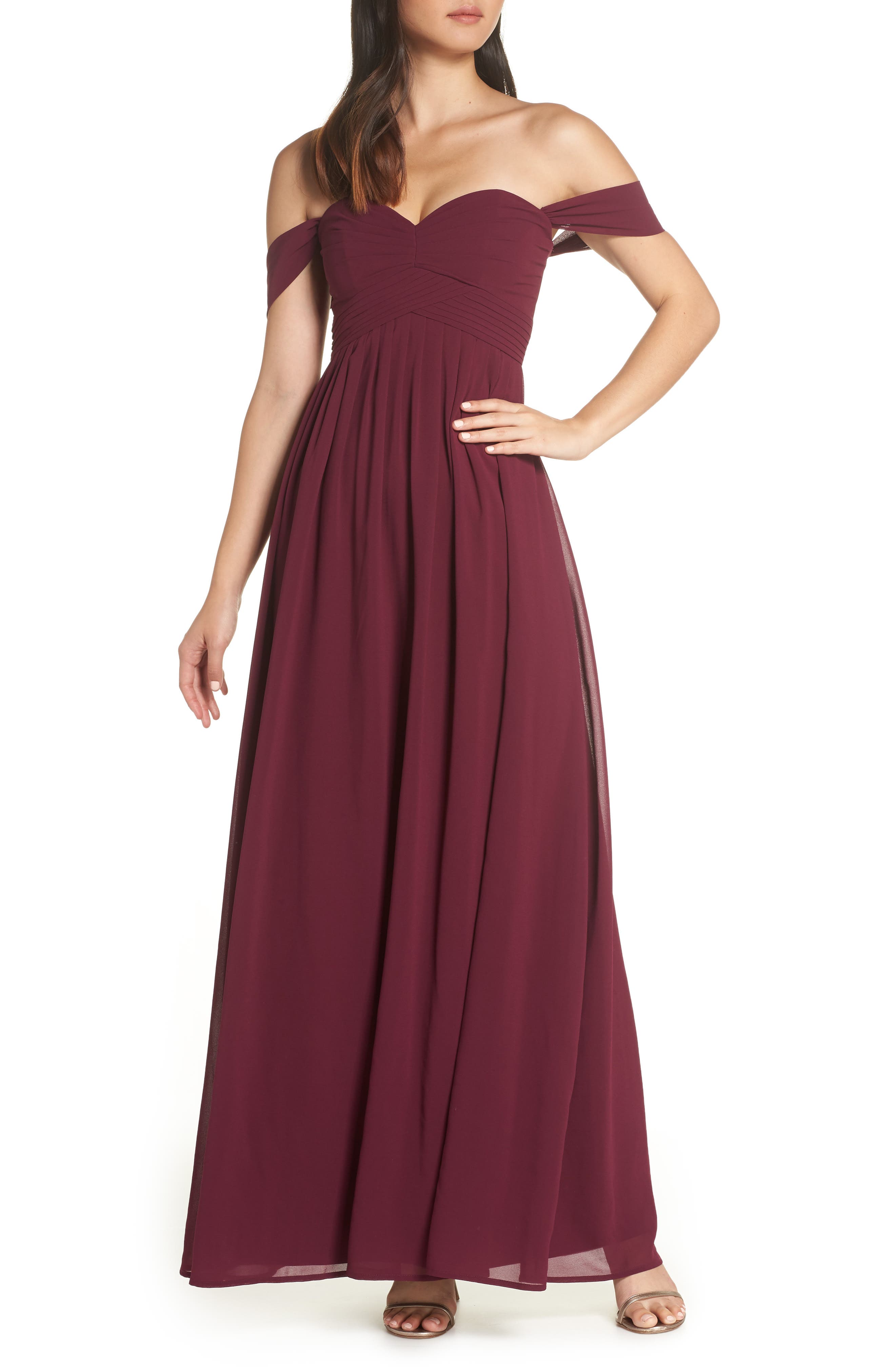 Lulus Convertible Neckline Chiffon Gown
