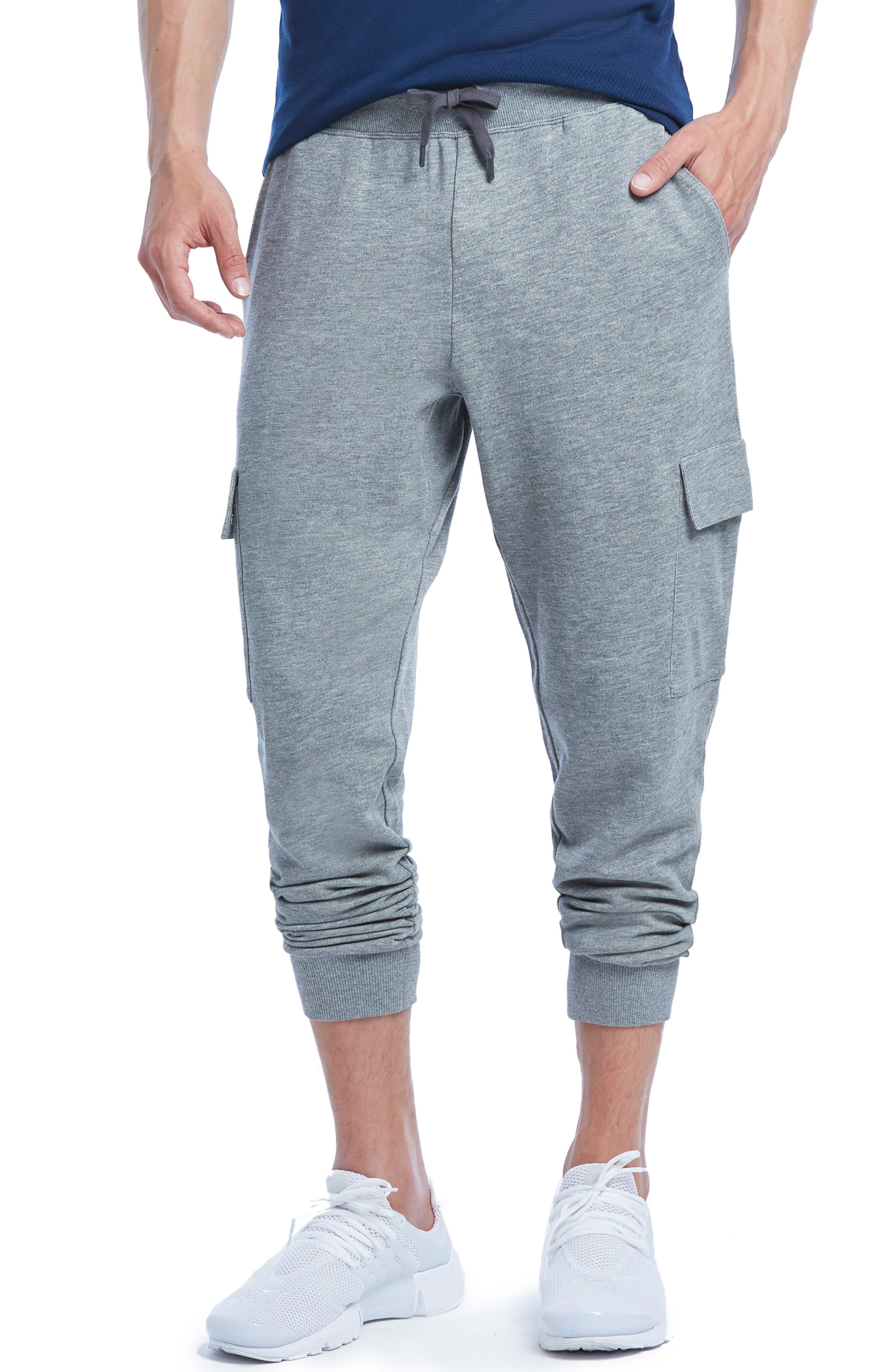 2(X)Ist Cotton Blend Cargo Sweatpants, Grey