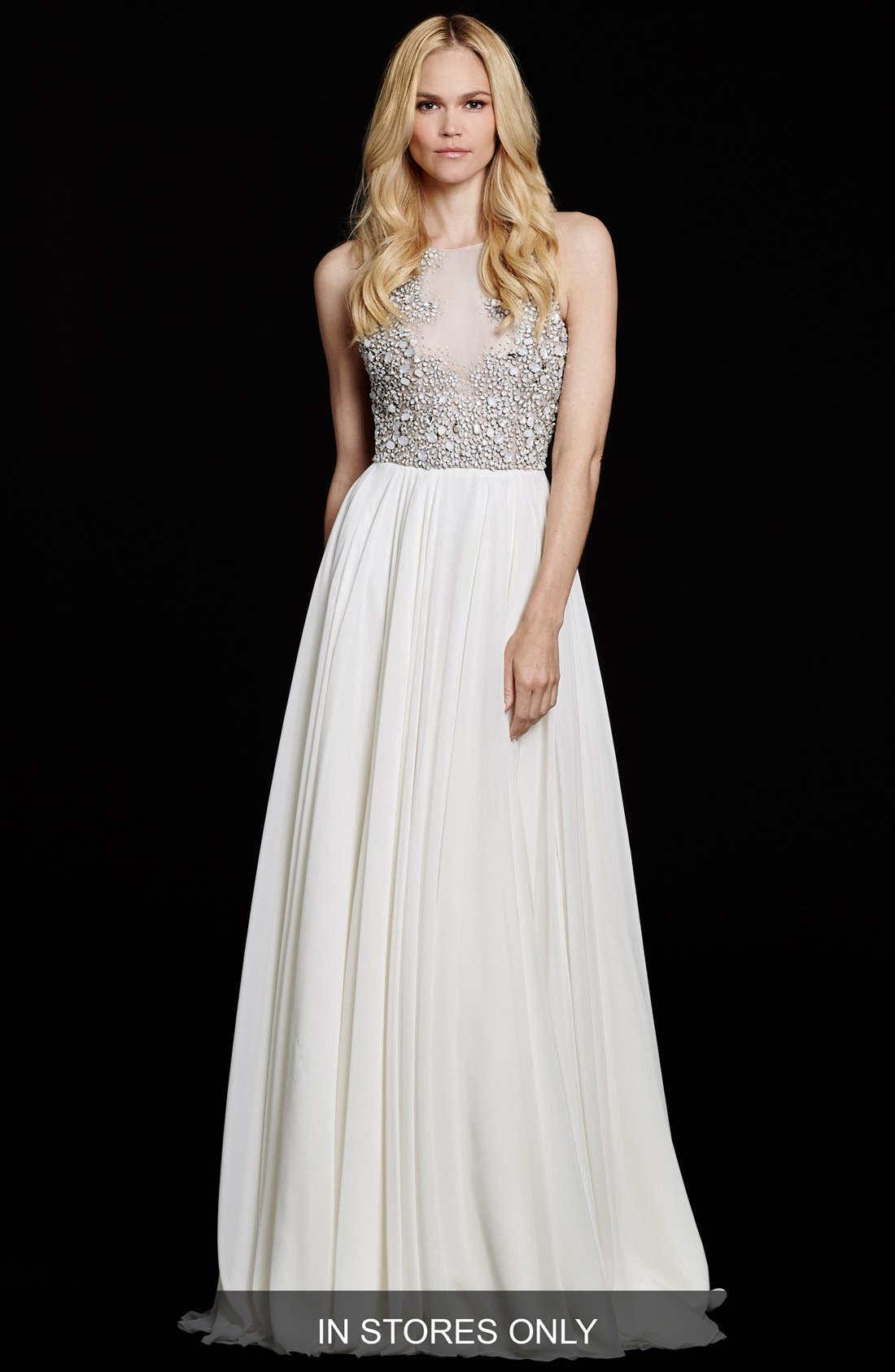 Hayley Paige Ellie Embellished Chiffon A-Line Gown