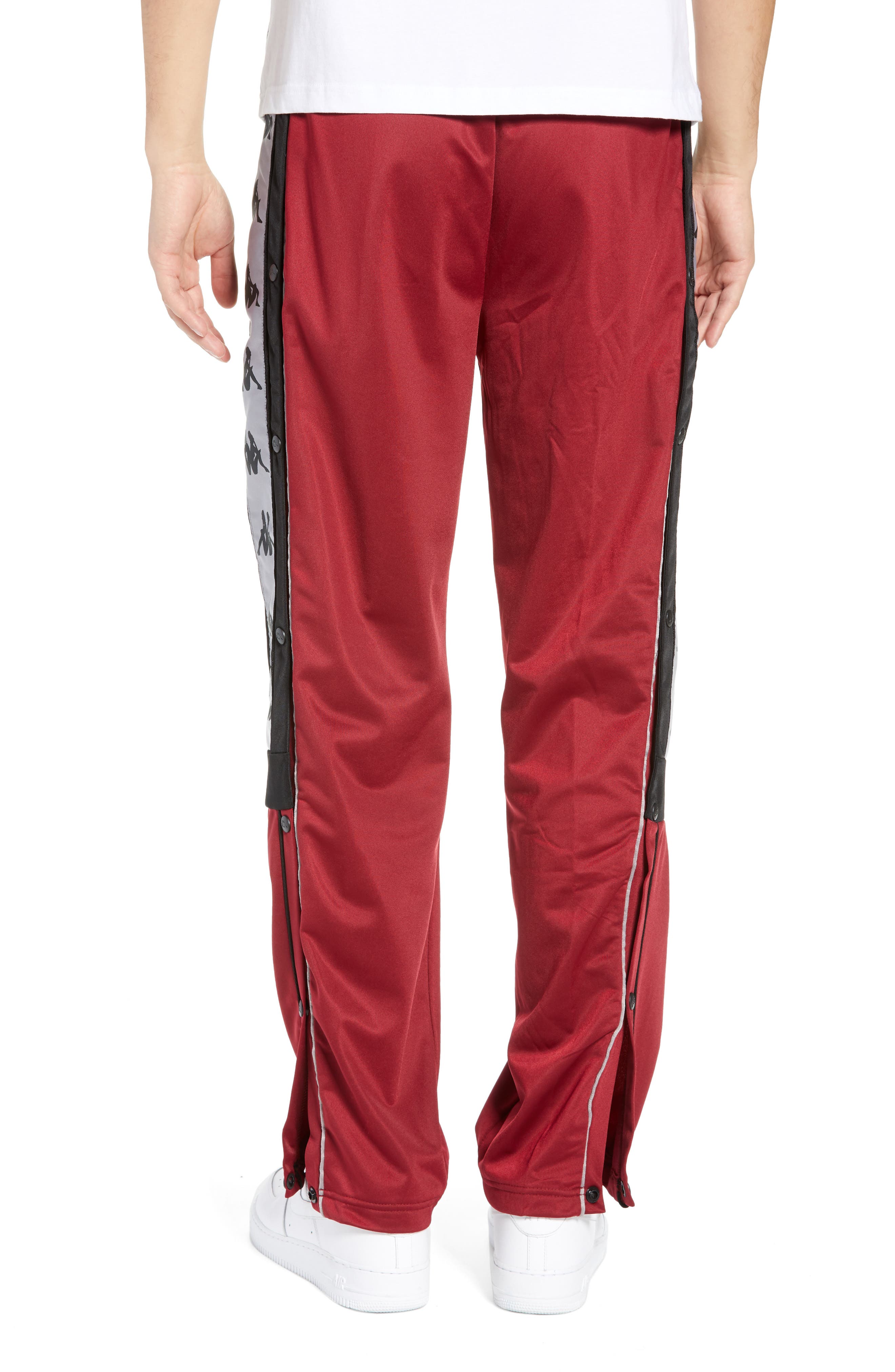 snap up warm up pants