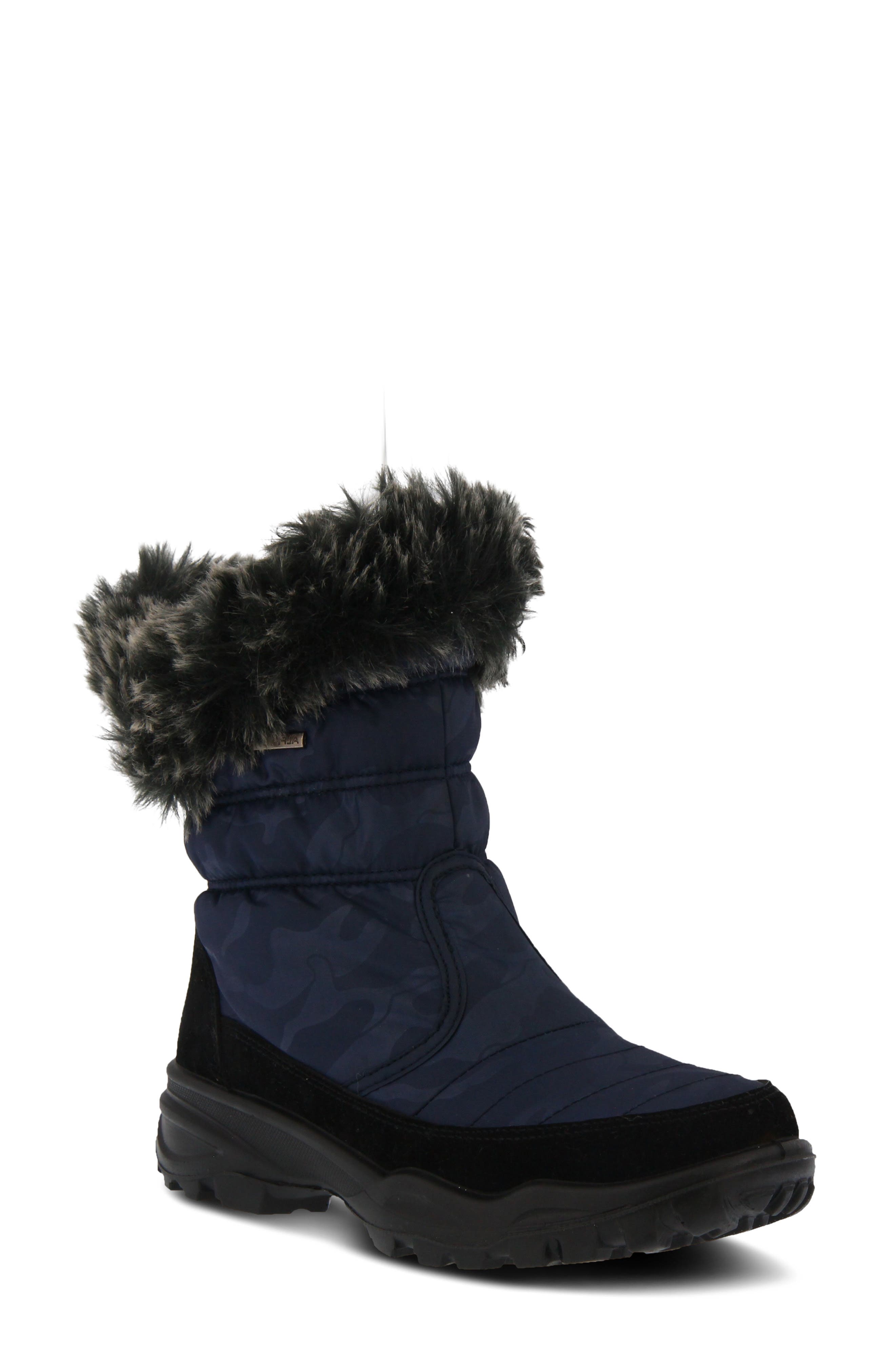 Spring Step Korine Waterproof Faux Fur Bootie - Blue