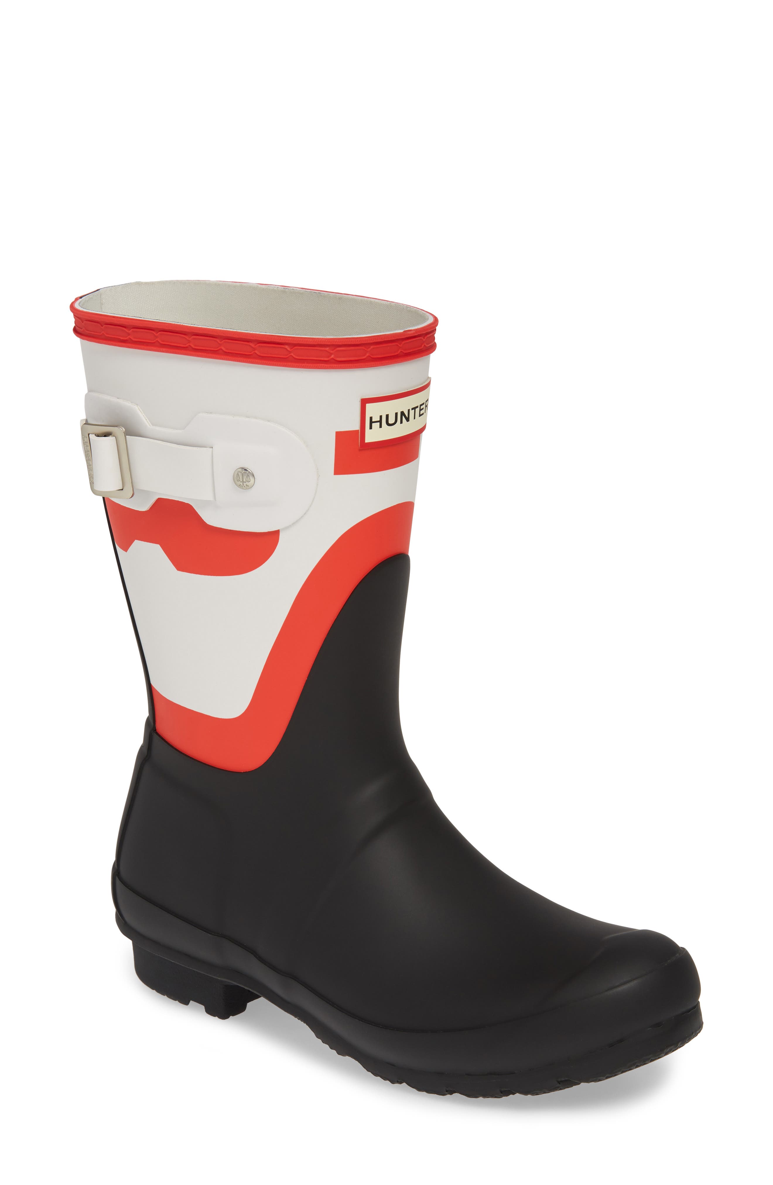 Hunter Original Shadow Print Short Waterproof Rain Boot, Black