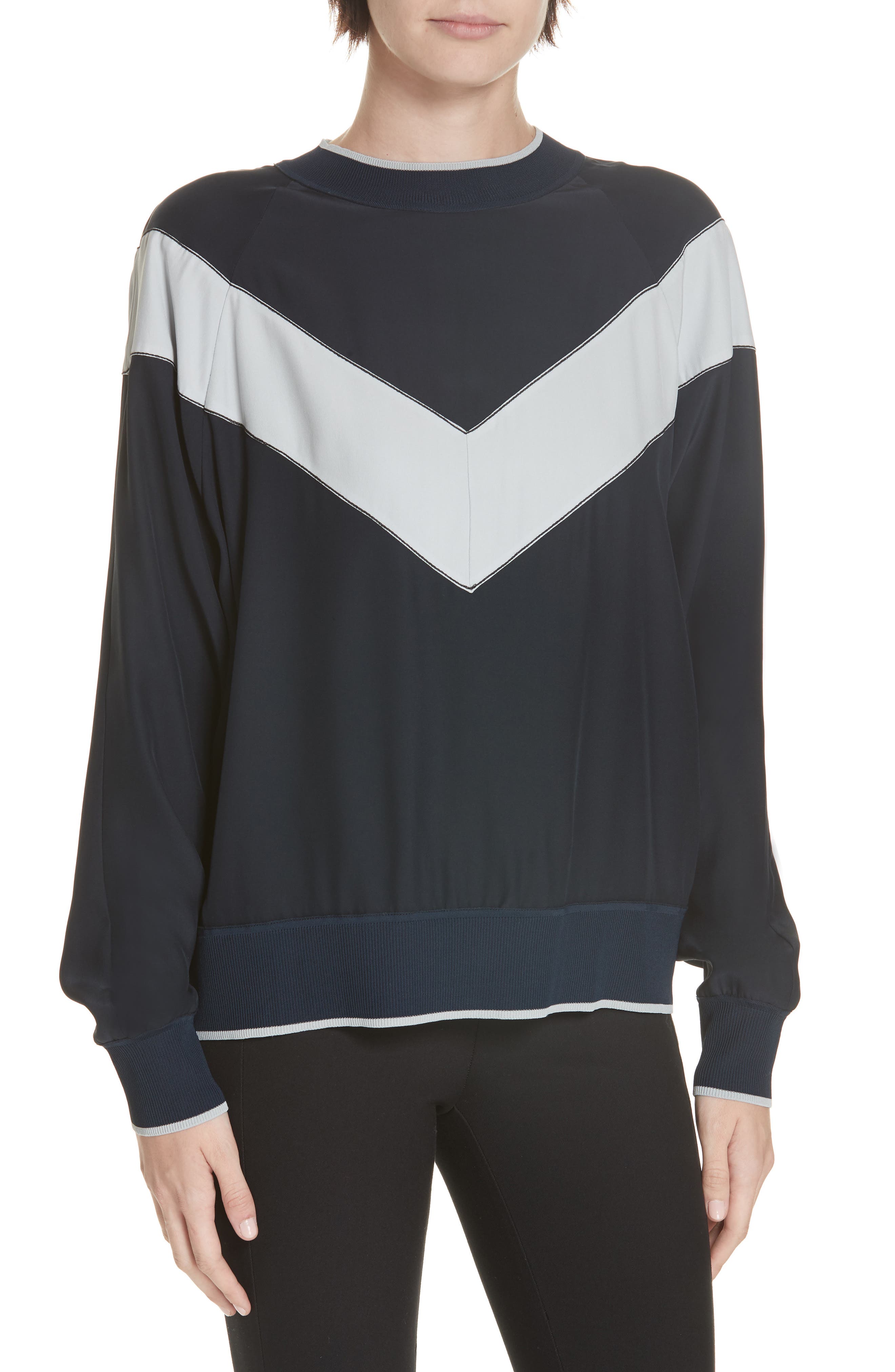 Rag & Bone Hannah Chevron Silk Top