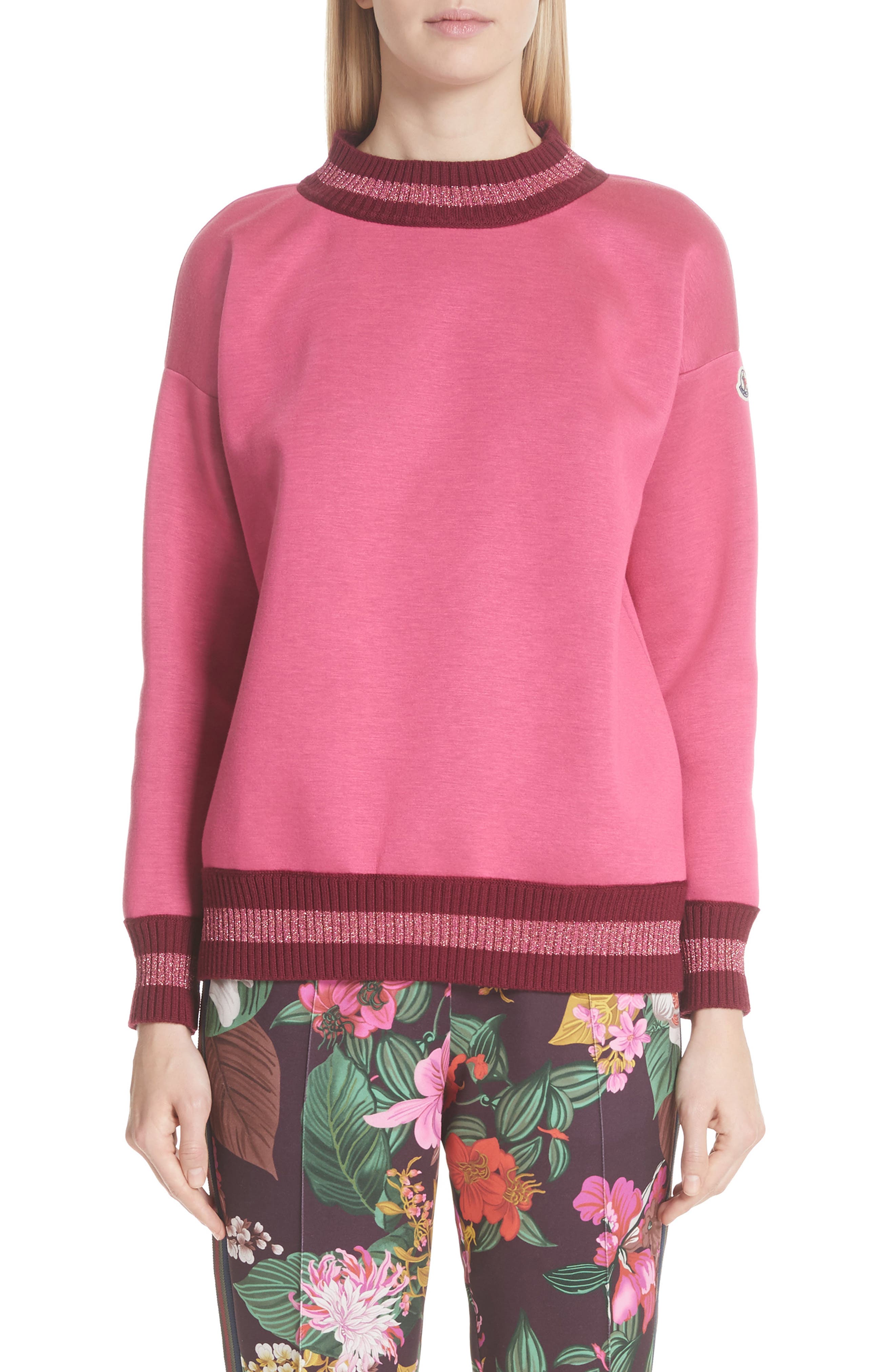 Moncler Metallic Trim Sweatshirt, Pink