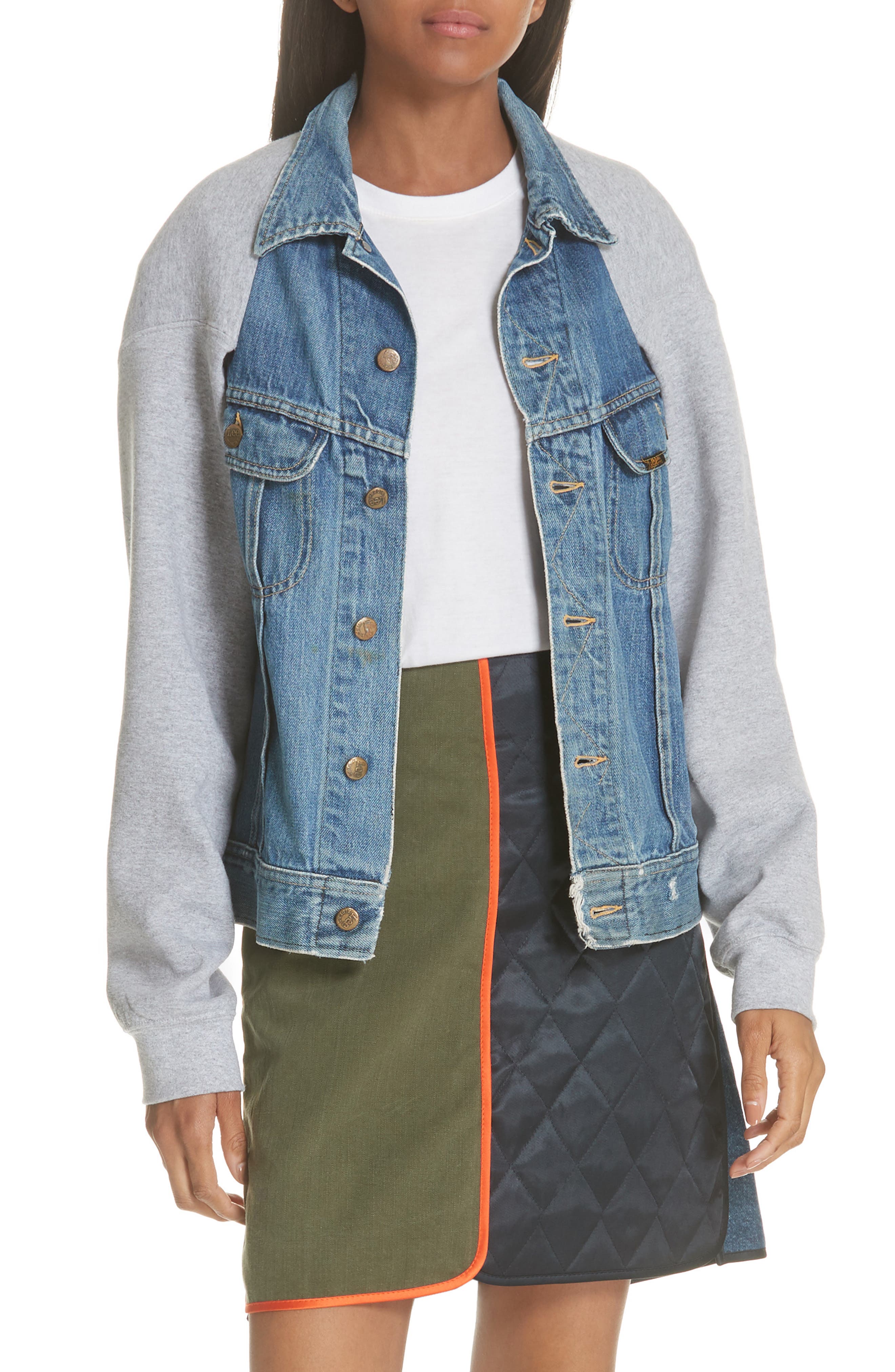 Harvey Faircloth Sweatshirt Sleeve Denim Cape Jacket