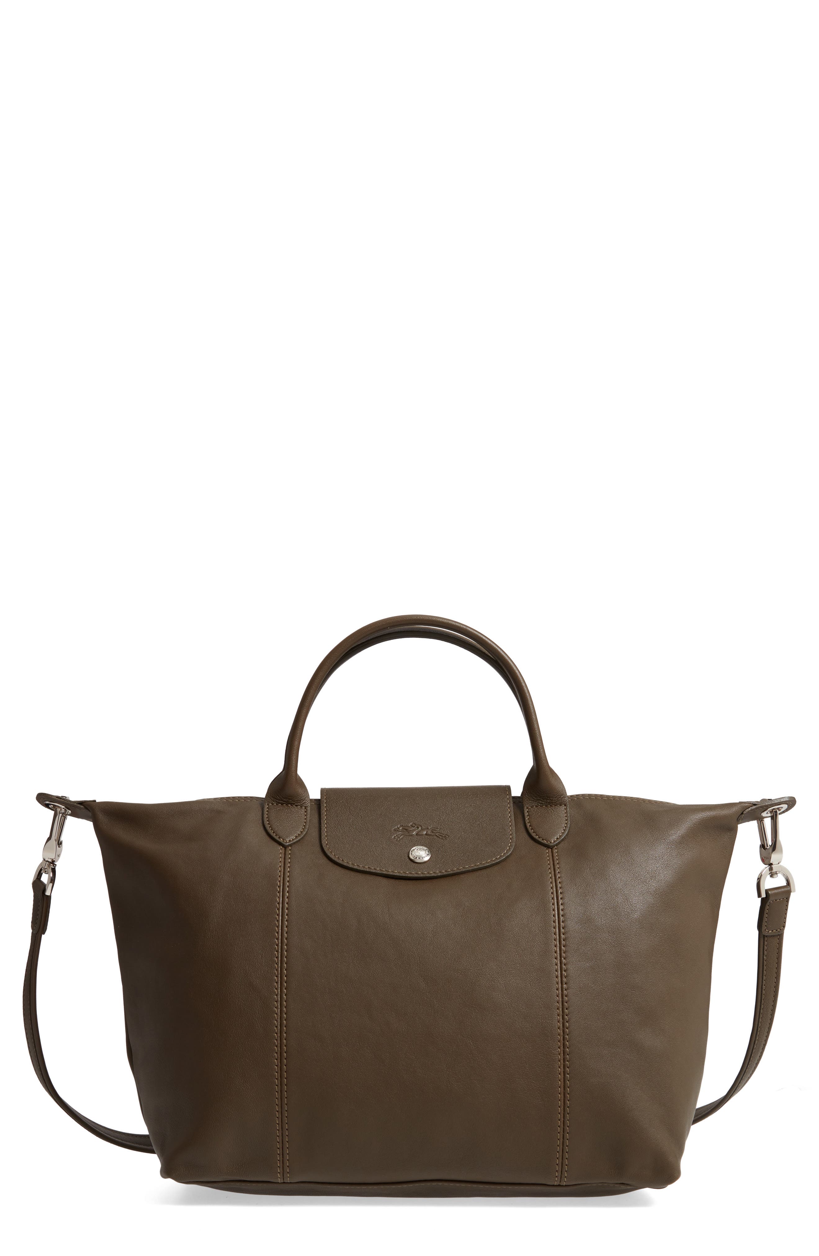 Longchamp Medium 'Le Pliage Cuir' Leather Top Handle Tote ...