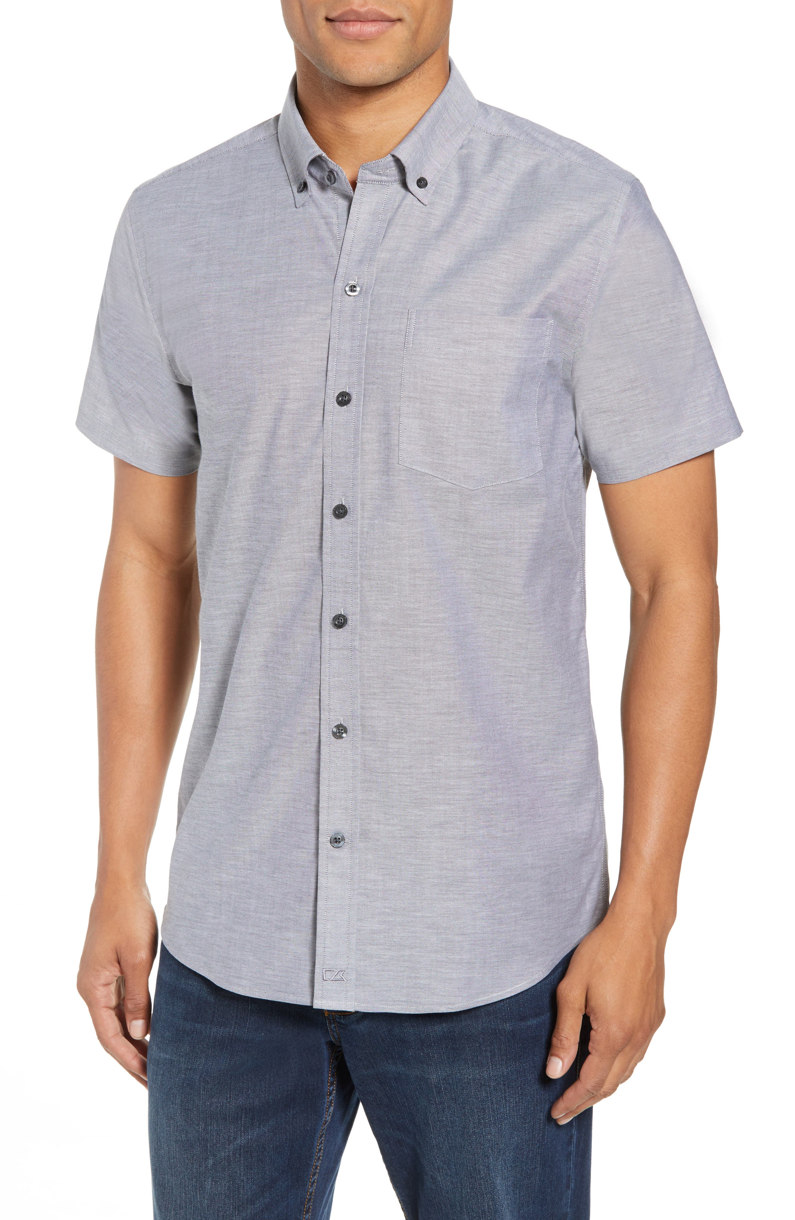 Cutter & Buck Tailor Regular Fit Oxford Sport Shirt, Black