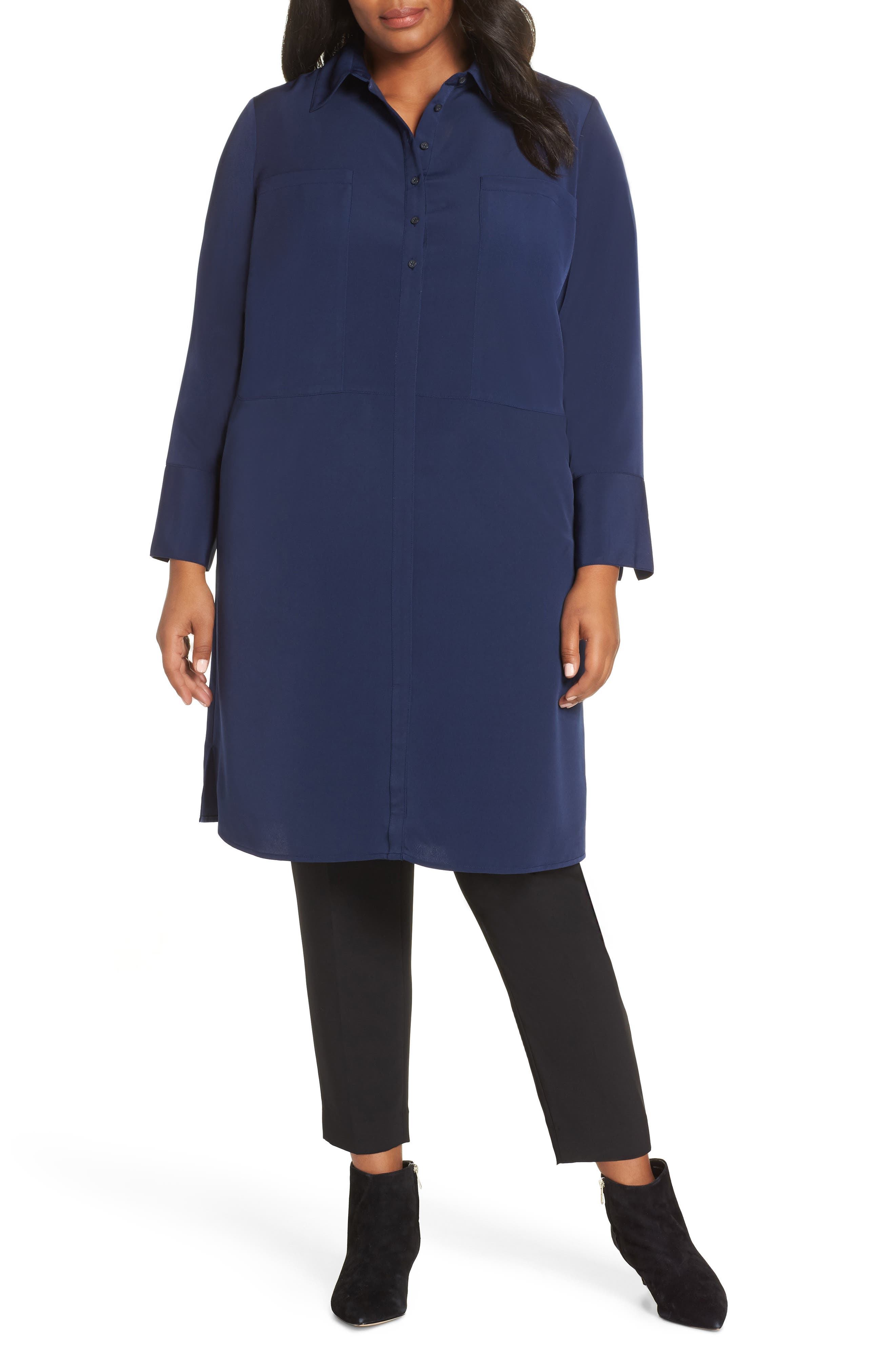 Plus Size Sejour Oversize Tunic Dress, Blue