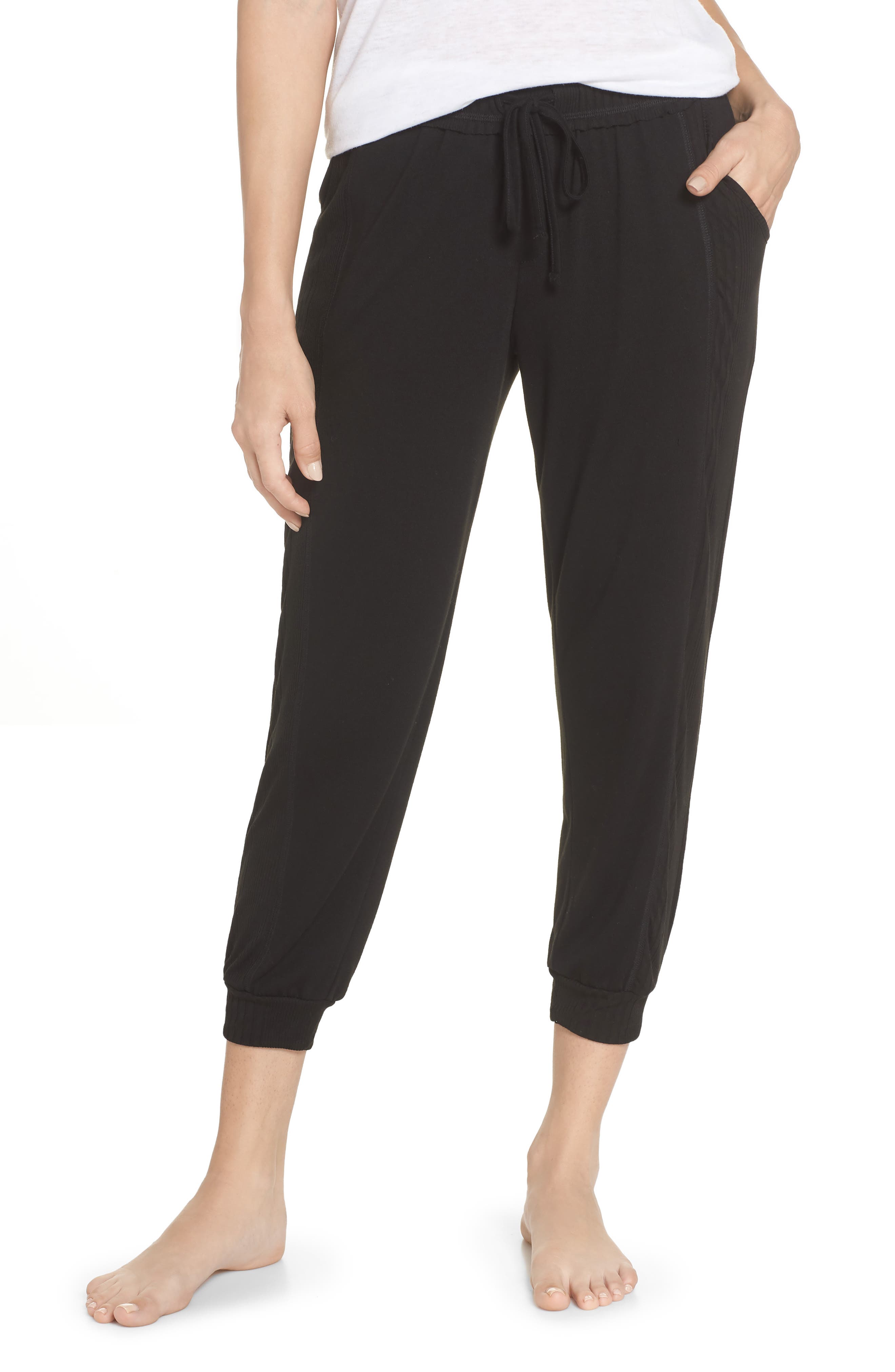 Splendid Crop Pajama Pants, Black