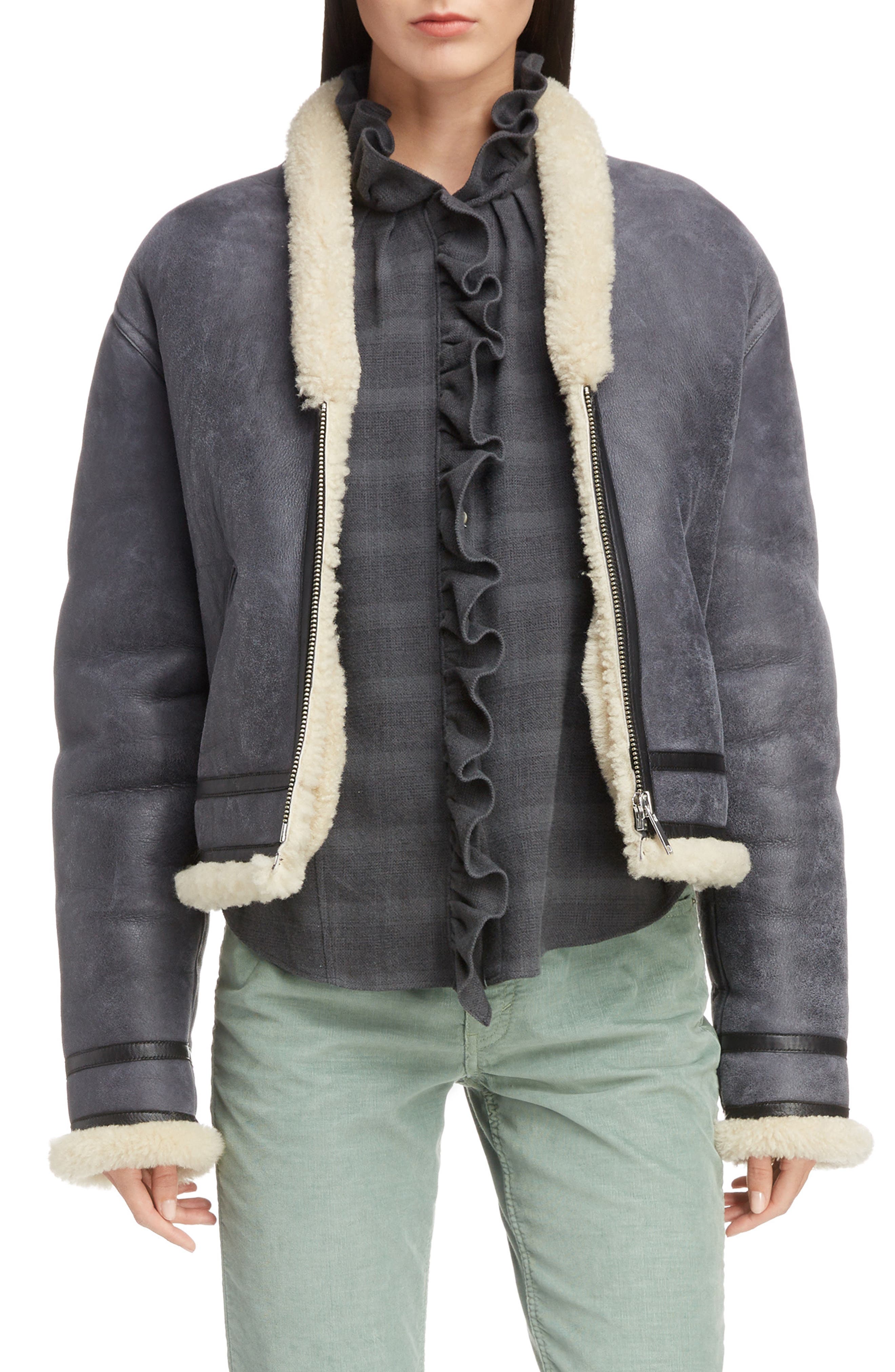 Isabel Marant Etoile Addy Genuine Shearling Jacket, 6 FR - Grey