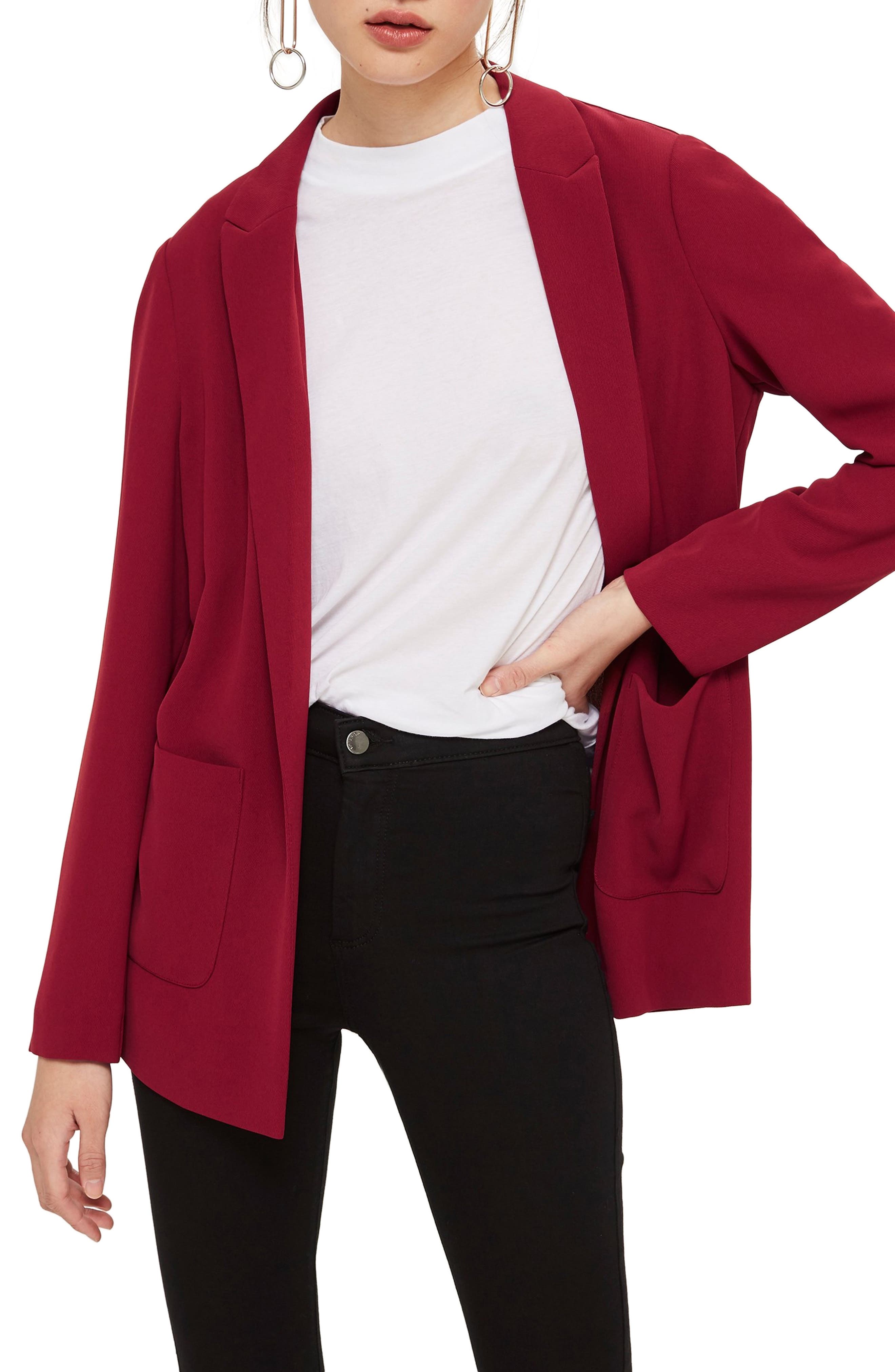 TOPSHOP Chuck On Blazer, Main, color, RED