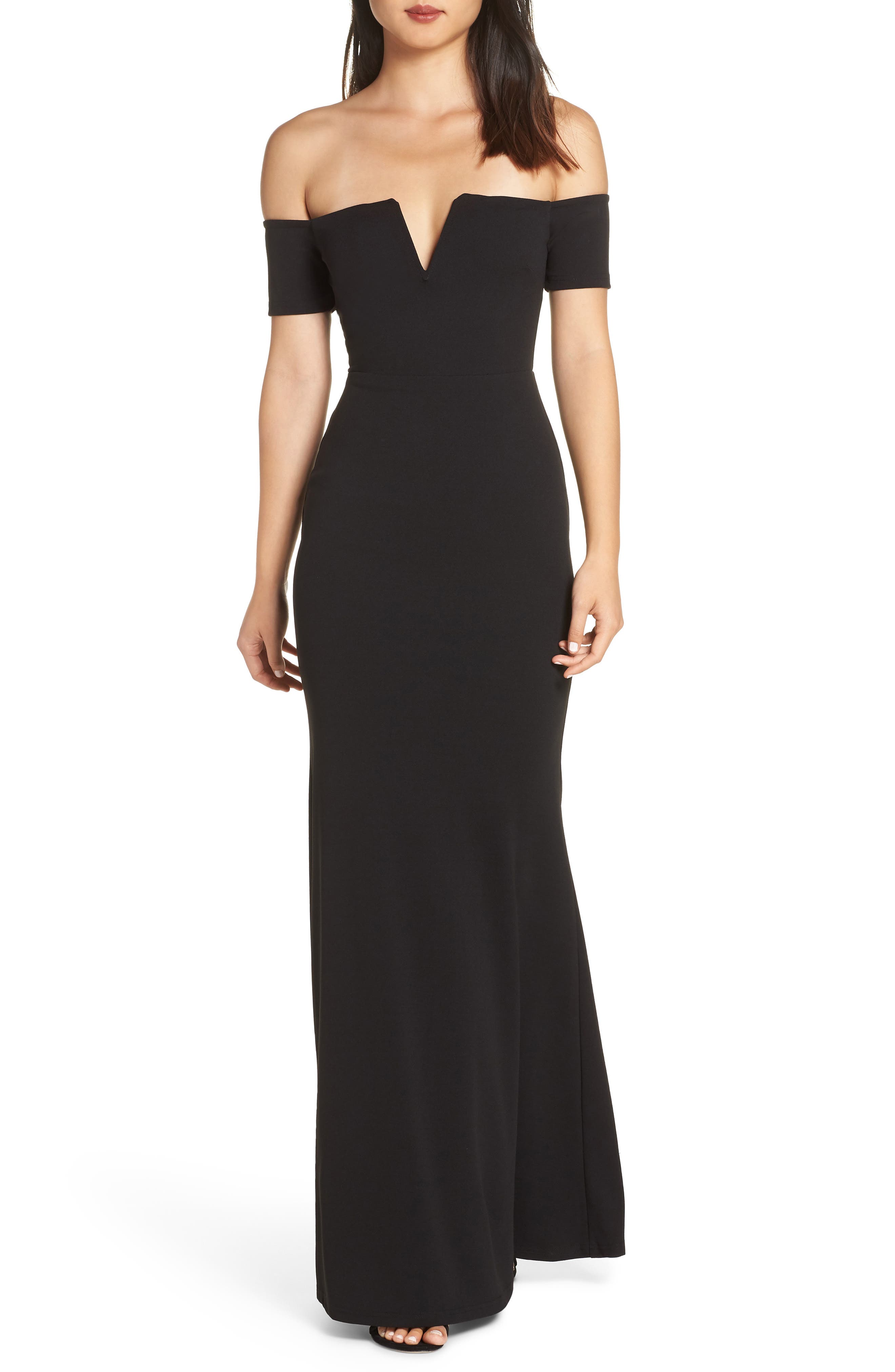Lulus Lynne Off The Shoulder Gown, Black