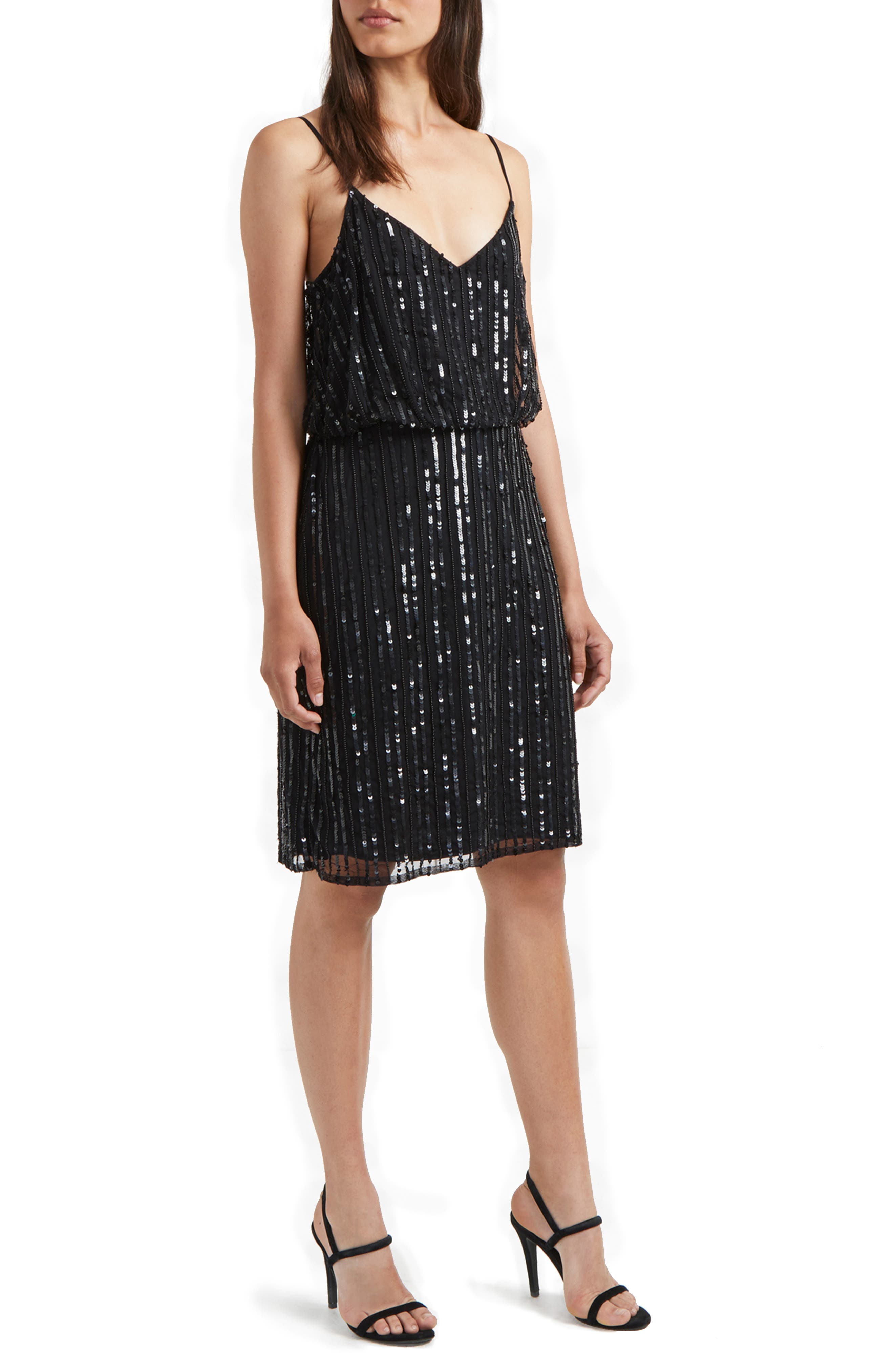 French Connection Aster Shine Slipdress, Black