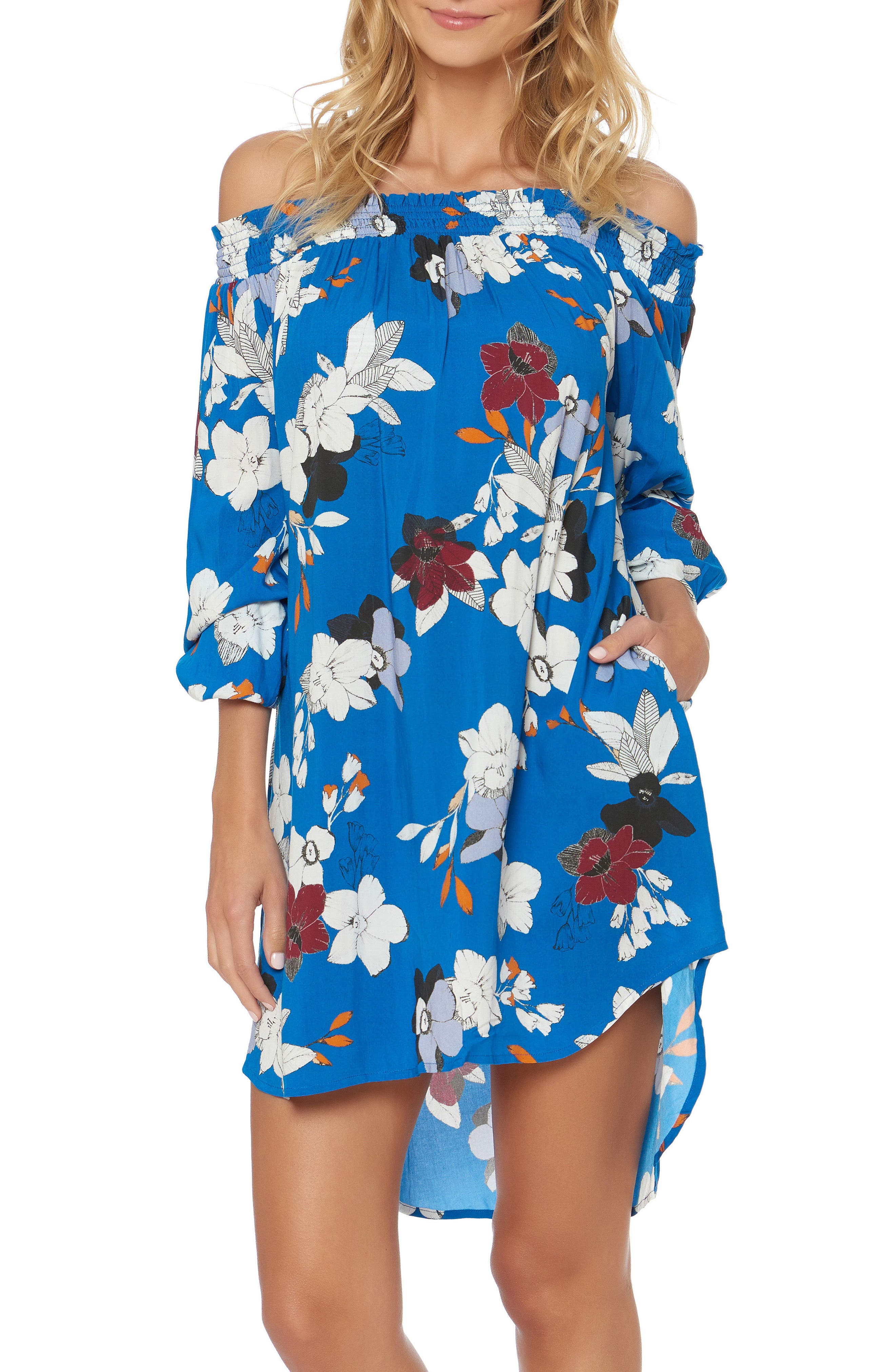Red Carter Floral Off the Shoulder CoverUp Dress Nordstrom