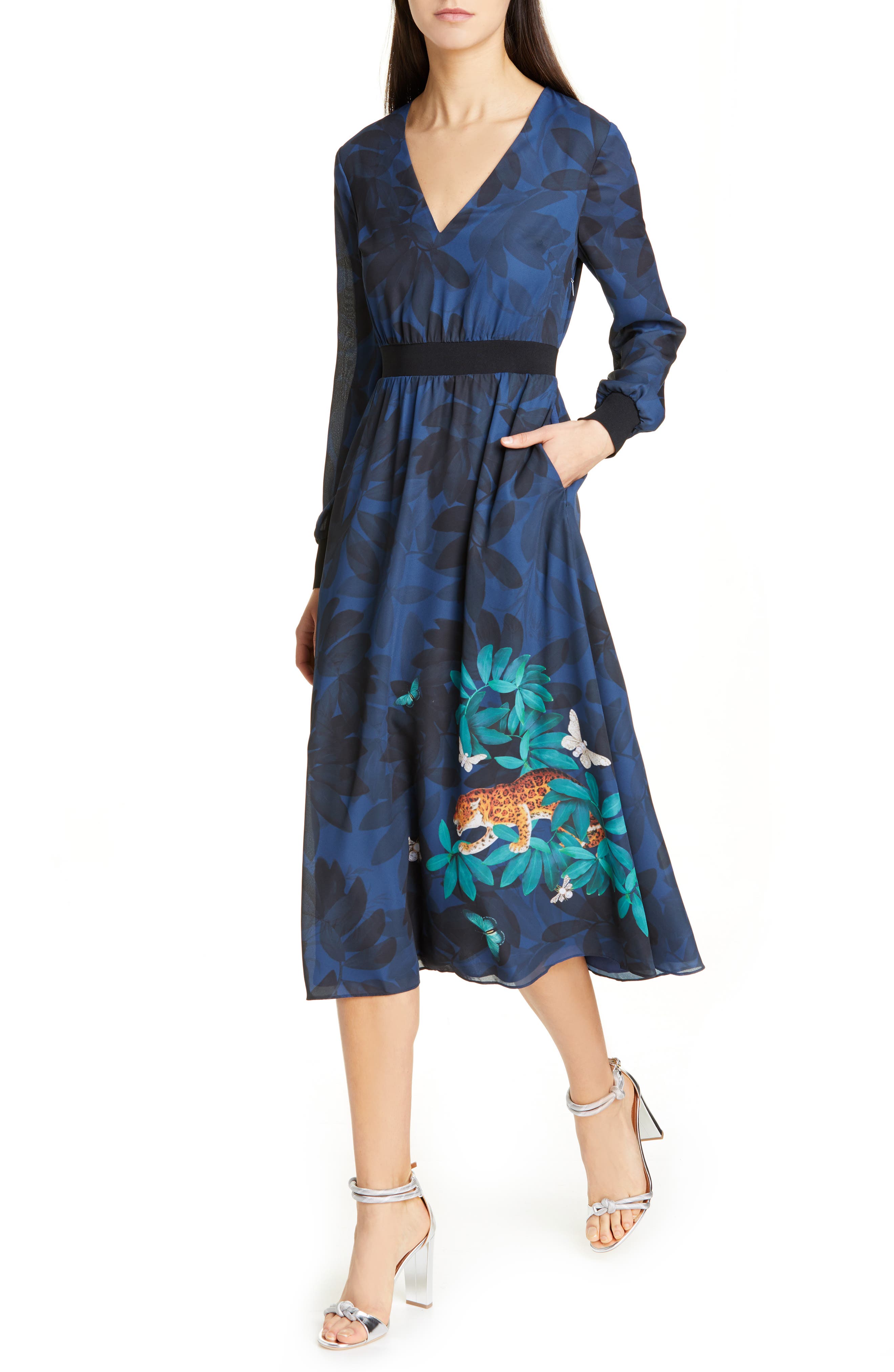 Ted Baker London Emrall Houdini Long Sleeve Dress, Blue
