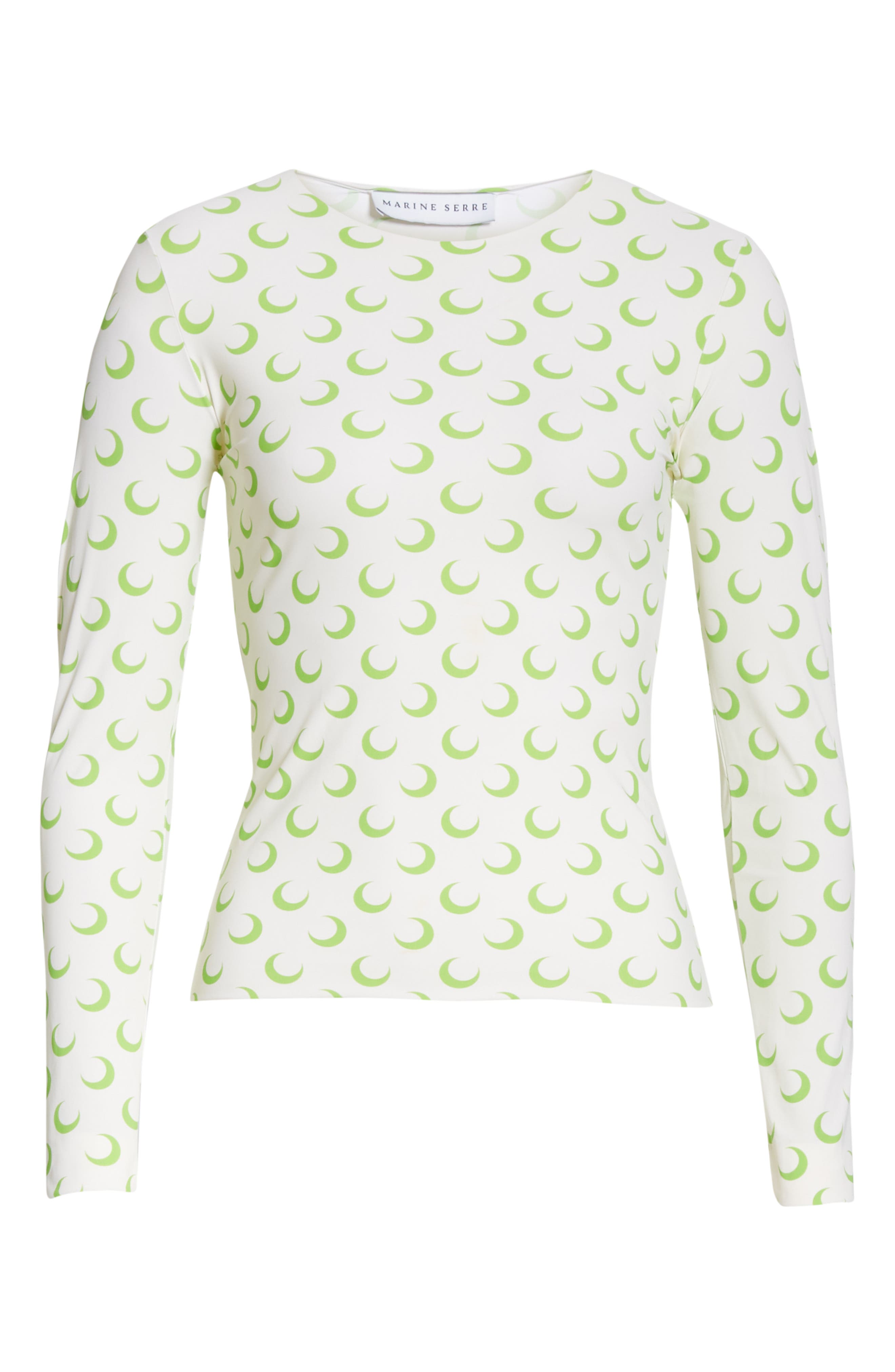 Marine Serre Trompe L'oeil Top In All Over Beige Moon/ Green