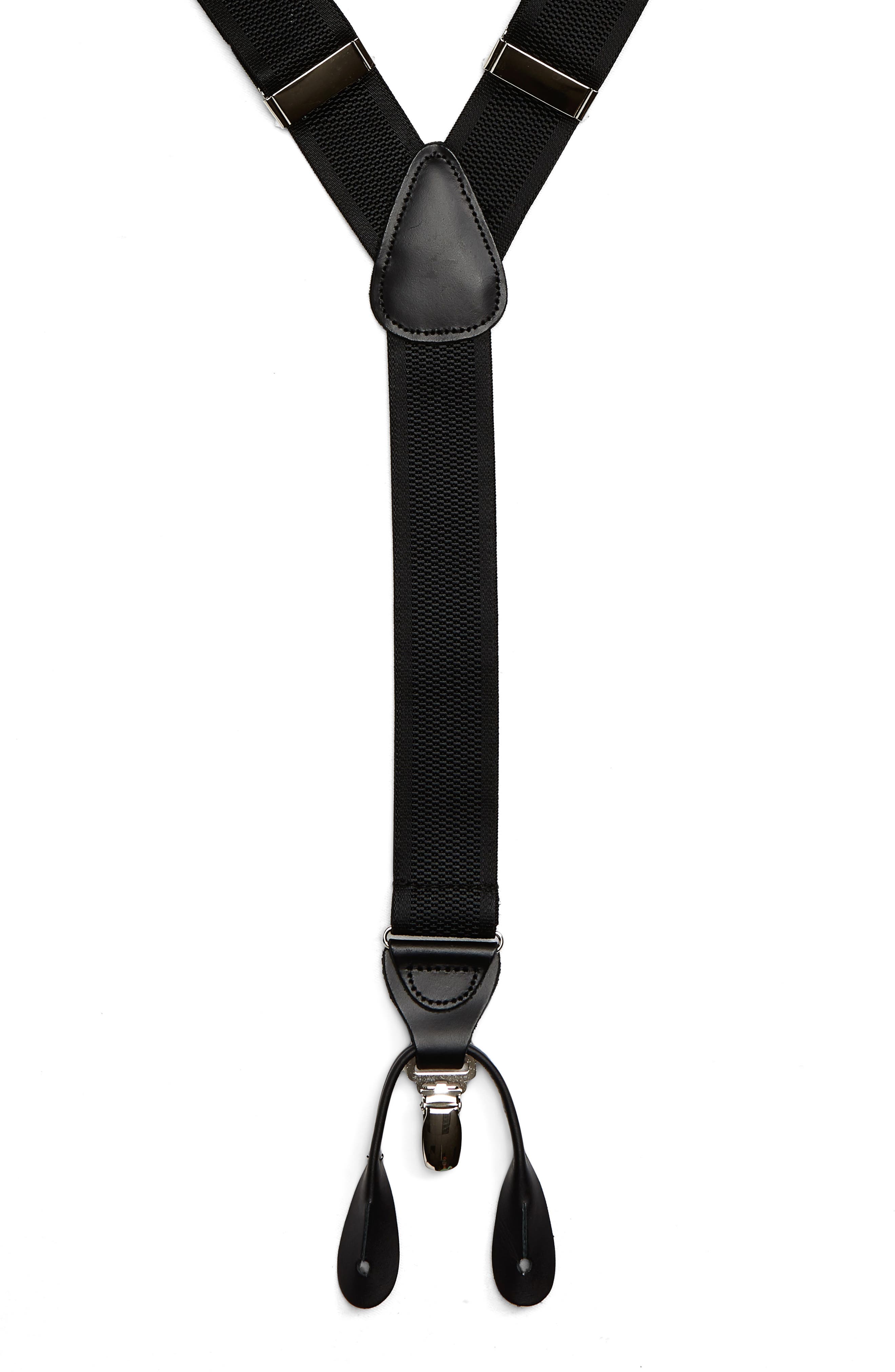Nordstrom Shop Convertible Stretch Suspenders, Size One Size - Black