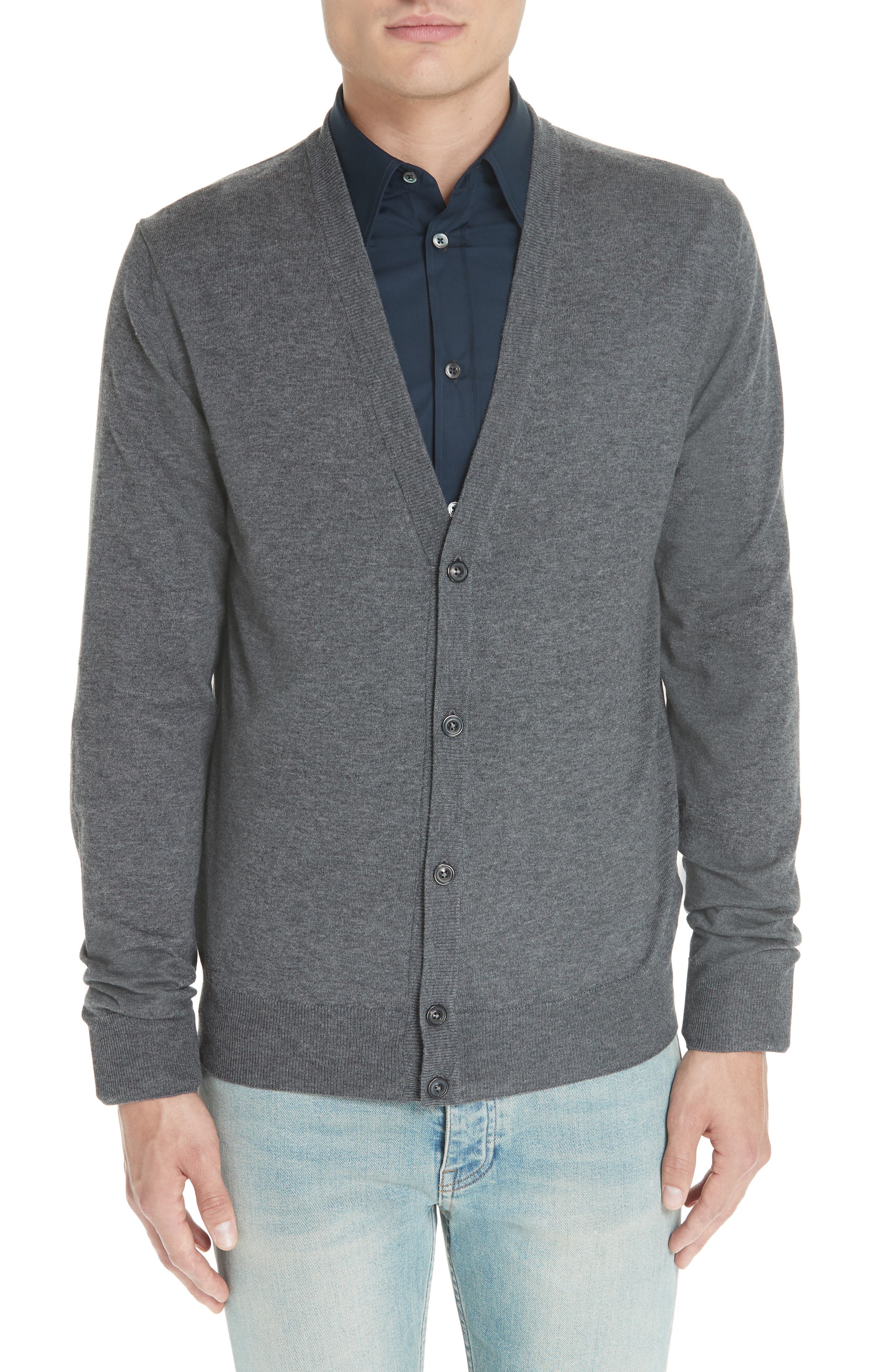Maison Margiela Wool & Cotton Cardigan, Grey