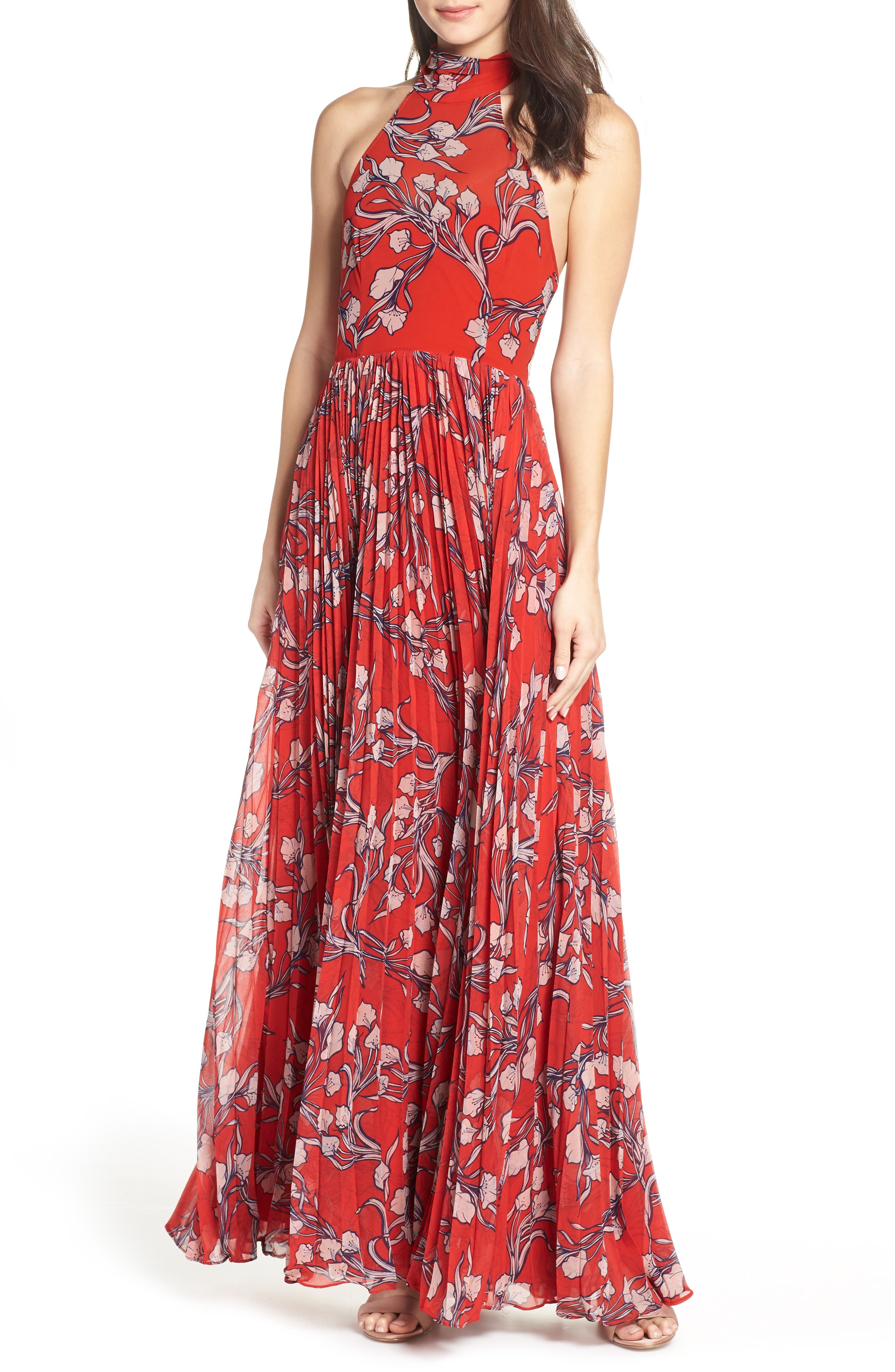 Fame And Partners The Zora Chiffon Evening Dress, Orange